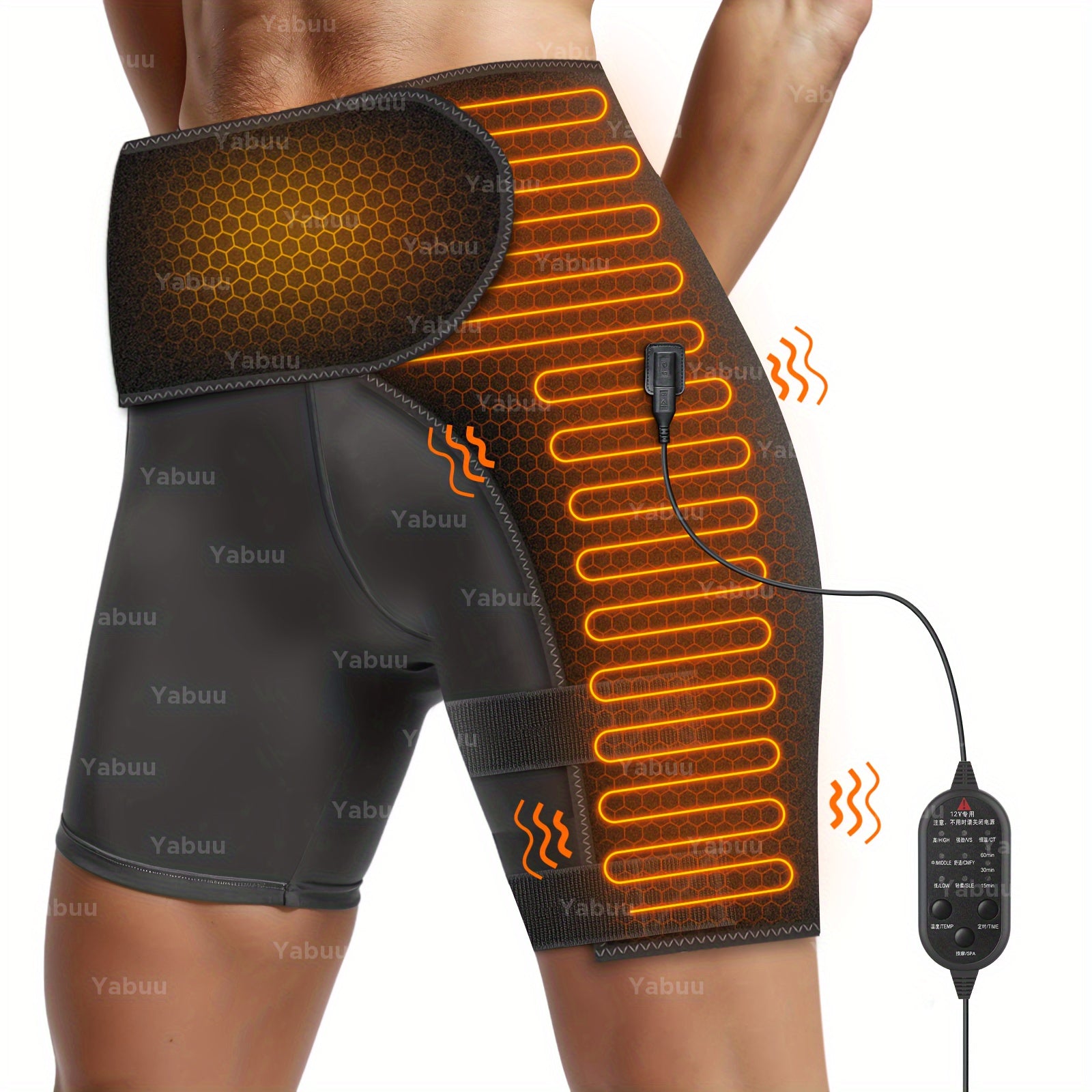 Yabuu Massage Heated Waist And Hip Support Brace Heating Pad for Waist And Hip for Waist/Lower Back/Thigh/Buttock, 3 Heat And Massage Setting Gift for Men Women Perfect Gift for Valentine's Day, Mother/Father's Day, Thanksgiving, And Christmas