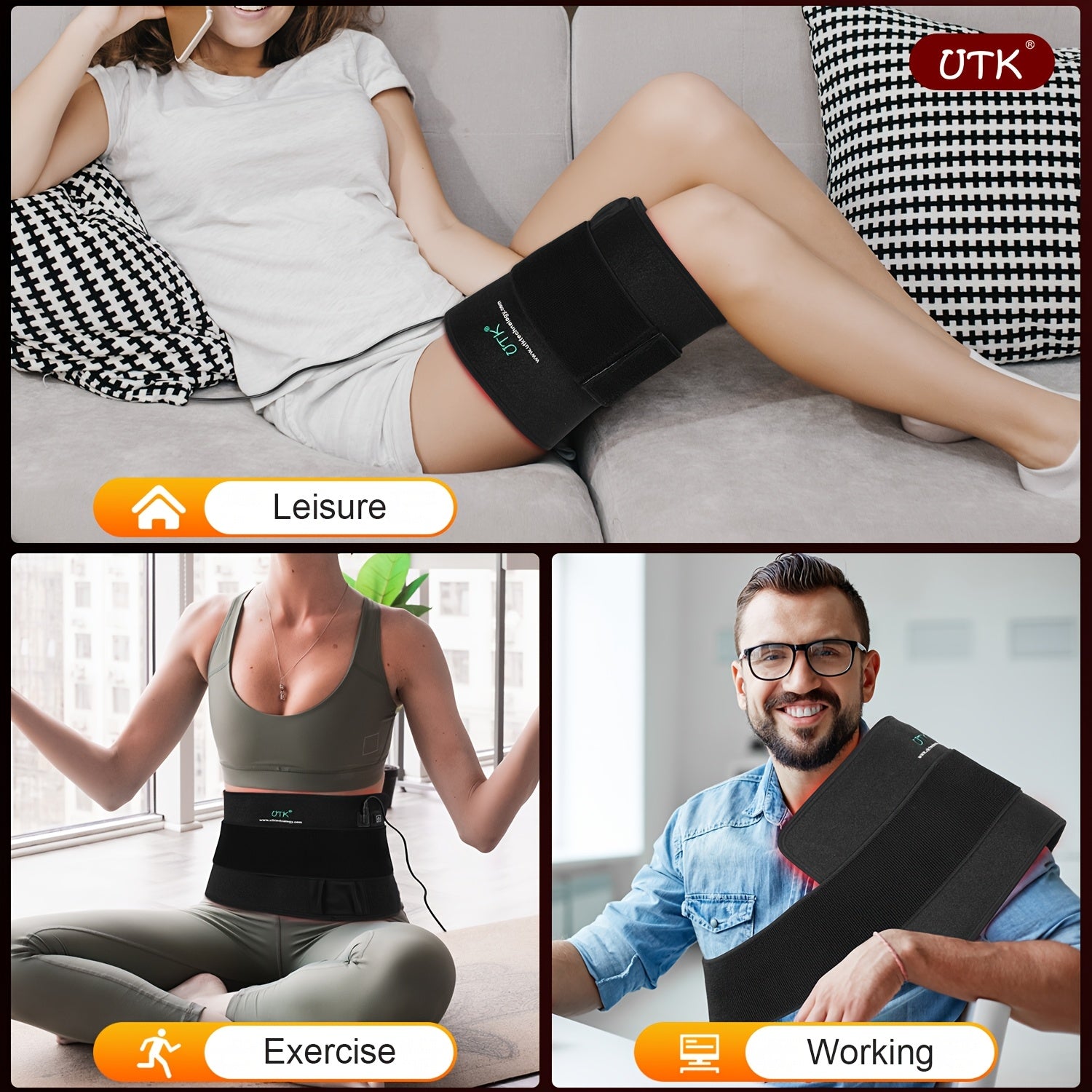 Portable Red Light Relax Pad with NIR Deep Penetration - 660nm & 850nm Wavelengths for Pain Relief in Back, Knees, Hands, Feet - USB-Powered Heating Pad for Home Use, Men & Women, Heat Pad for Back Pain, Adjustable Strap Design, Comfortable Fit, Joint