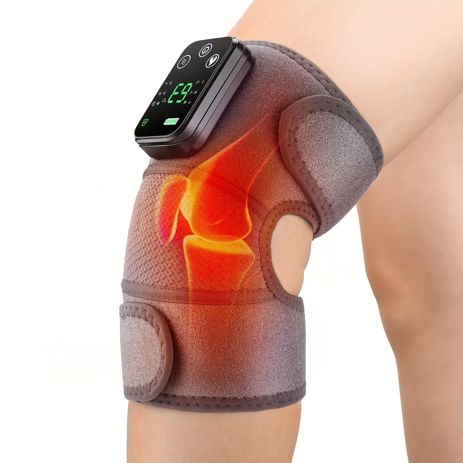 [3-in-1 Knee Massager] 3-in-1 Cordless Knee Massager with Heat and Vibration | Kneepad Vibrator Shoulder Knee Elbow Heating Pad Massage, Knee Brace with Massager