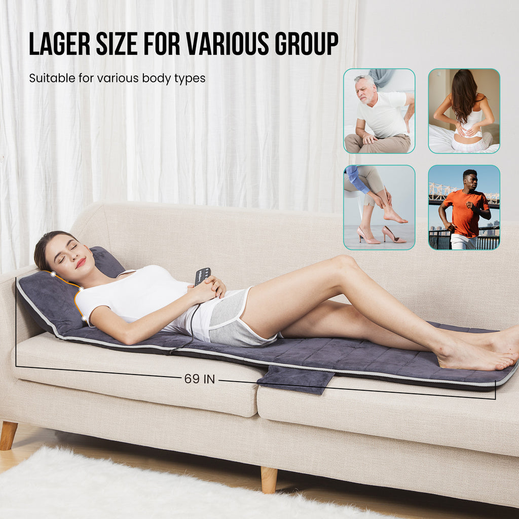Snailax Memory Foam Full Body Massage Mat with Heat, Massage pad with 10 Vibration Motors and 4 Heating pad, Vibration pad for Back, Perfect Birthday Gift For Men And Women