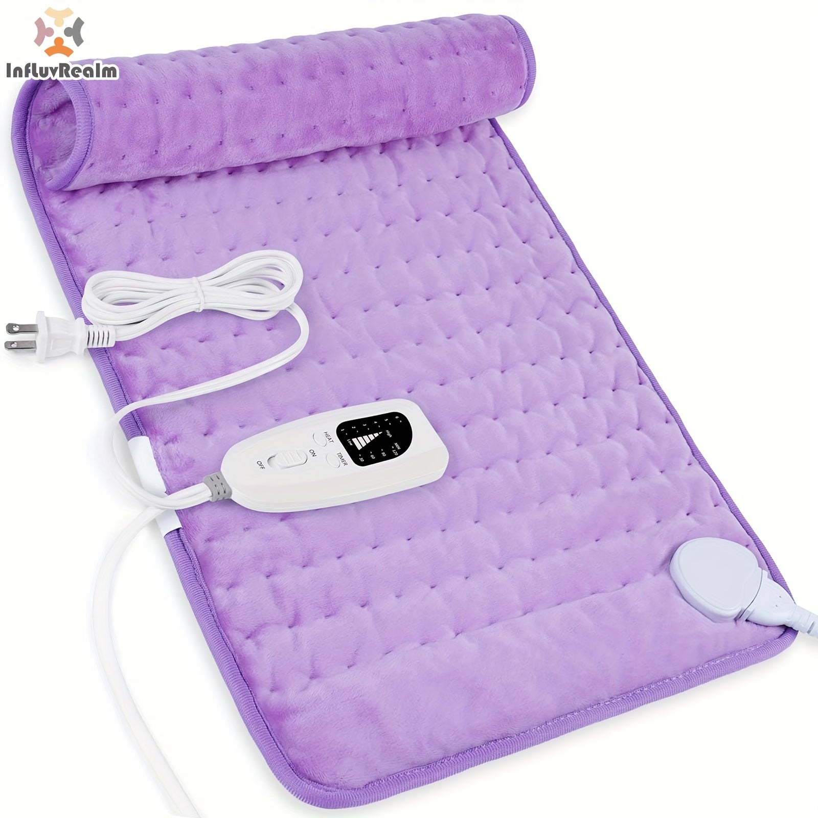 InfLuvRealm Electric Heating Pad for Back, Neck, Shoulder, Knee & Leg - 6 Heat Levels up to 150°F, 2-Hour Auto-Off, 12x24 Inch Soft Flannel Machine Washable - Gift for Men, Mom, Dad, Portable Heat | Premium Look Pad | Durable Comfort