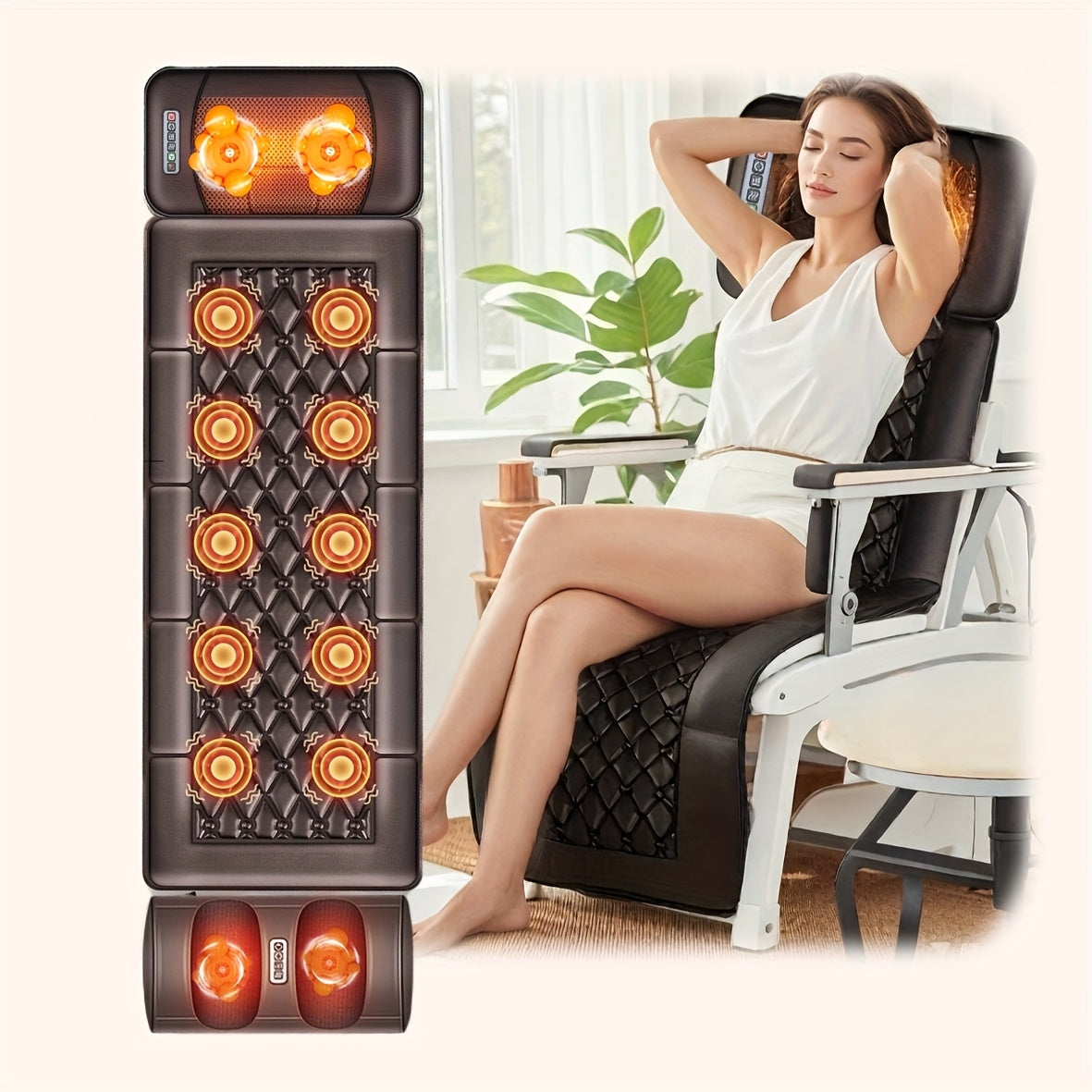 Full Body Massage Pad, Shoulder, Neck, Waist, Back, Legs Full Coverage Massage, Using Fabric, Removable Neck Massage Pillow, The Best Gift for Your Family, Foldable Storage, Large Heating Pad