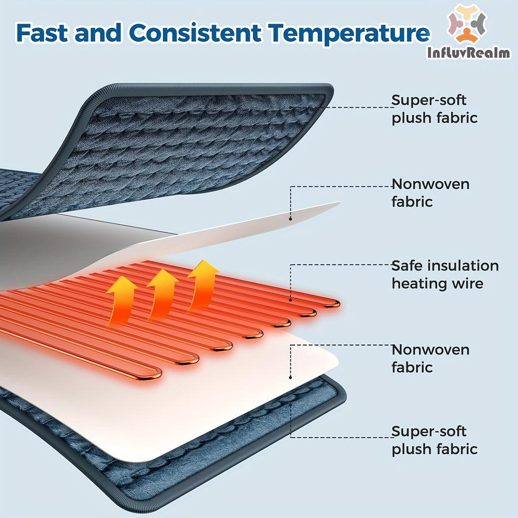 InfLuvRealm Electric Heating Pad for Back, Neck, Shoulder, Knee & Leg - 6 Heat Levels up to 150°F, 2-Hour Auto-Off, 12x24 Inch Soft Flannel Machine Washable - Gift for Men, Mom, Dad, Portable Heat | Premium Look Pad | Durable Comfort