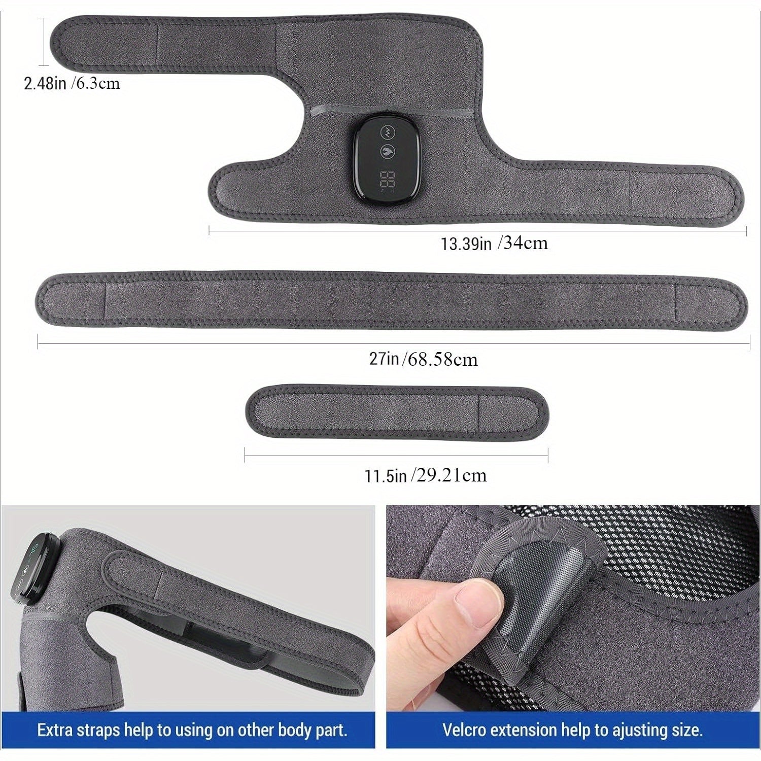 [3-in-1 Knee Massager] 3-in-1 Cordless Knee Massager with Heat and Vibration | Kneepad Vibrator Shoulder Knee Elbow Heating Pad Massage, Knee Brace with Massager