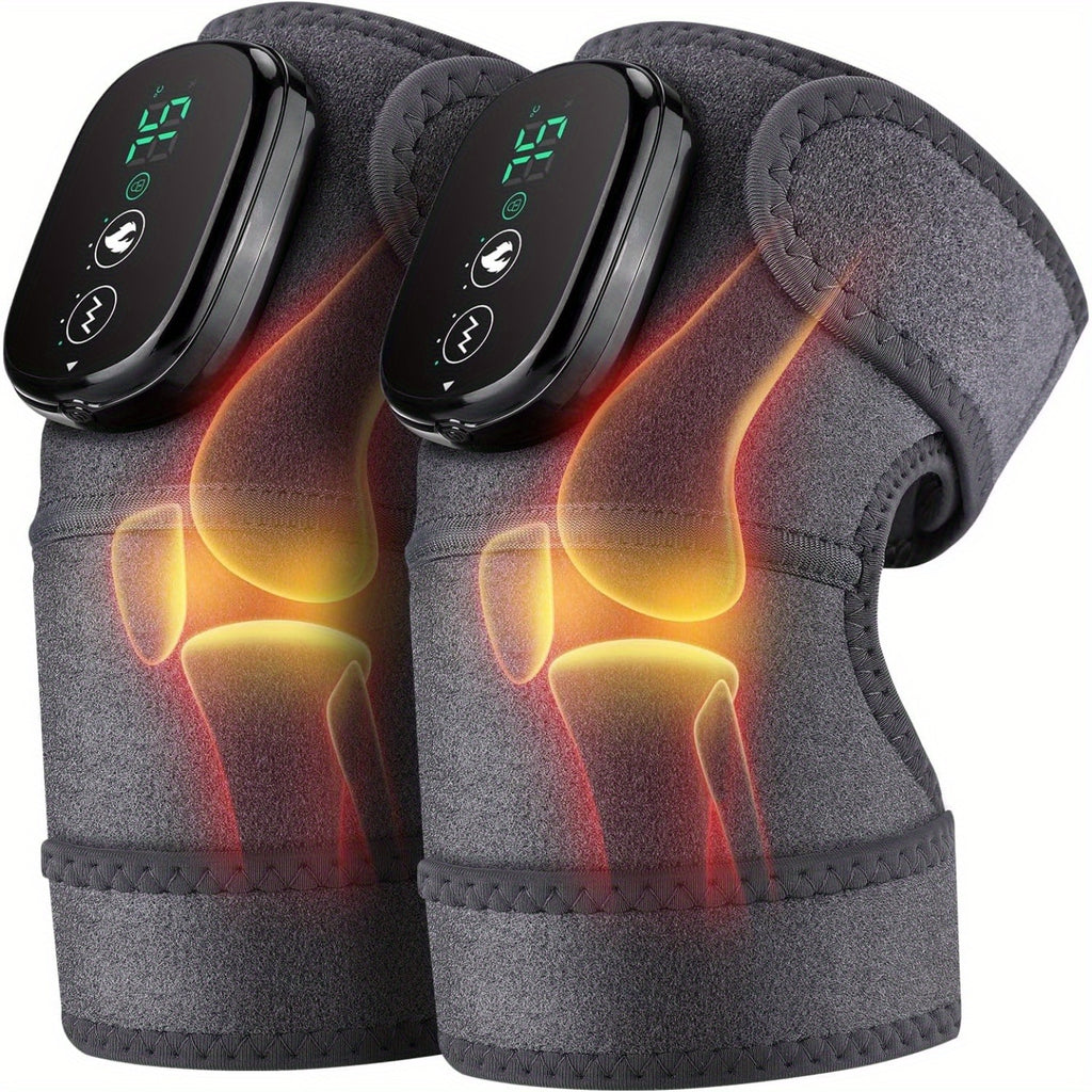 [3-in-1 Knee Massager] 3-in-1 Cordless Knee Massager with Heat and Vibration | Kneepad Vibrator Shoulder Knee Elbow Heating Pad Massage, Knee Brace with Massager