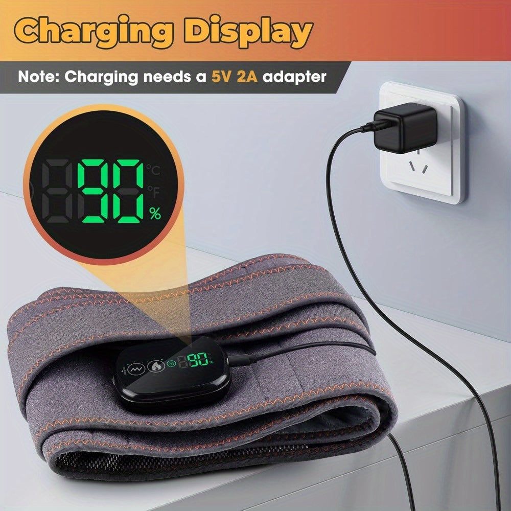 3-Temperature Heating Pad With Vibration Massage - Rechargeable Heating Belt For Lower Back, Portable Heat Wrap For Men & Women