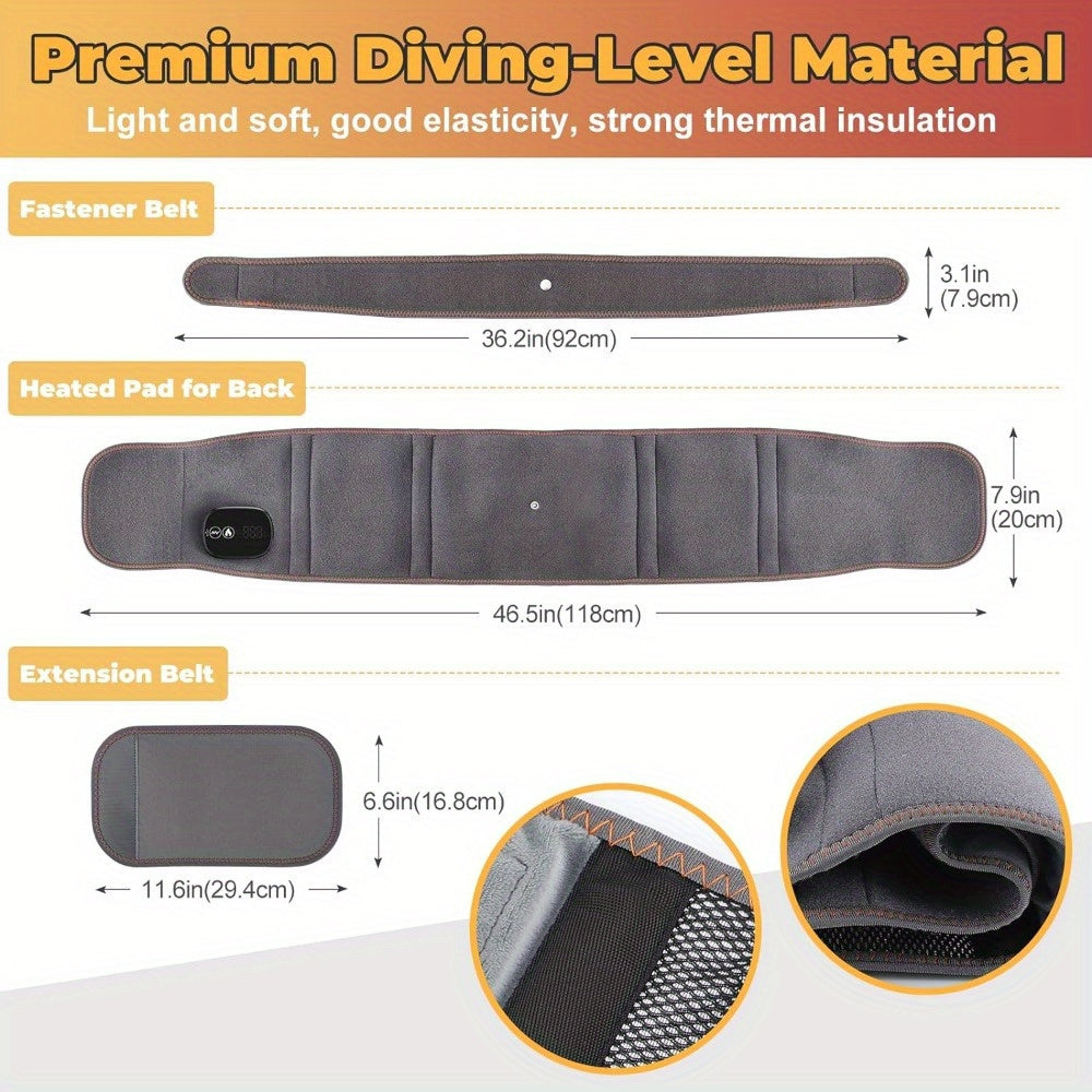3-Temperature Heating Pad With Vibration Massage - Rechargeable Heating Belt For Lower Back, Portable Heat Wrap For Men & Women
