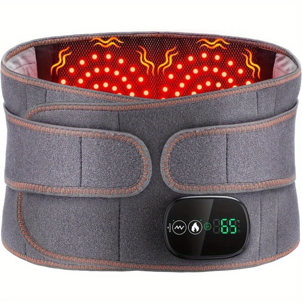 3-Temperature Heating Pad With Vibration Massage - Rechargeable Heating Belt For Lower Back, Portable Heat Wrap For Men & Women
