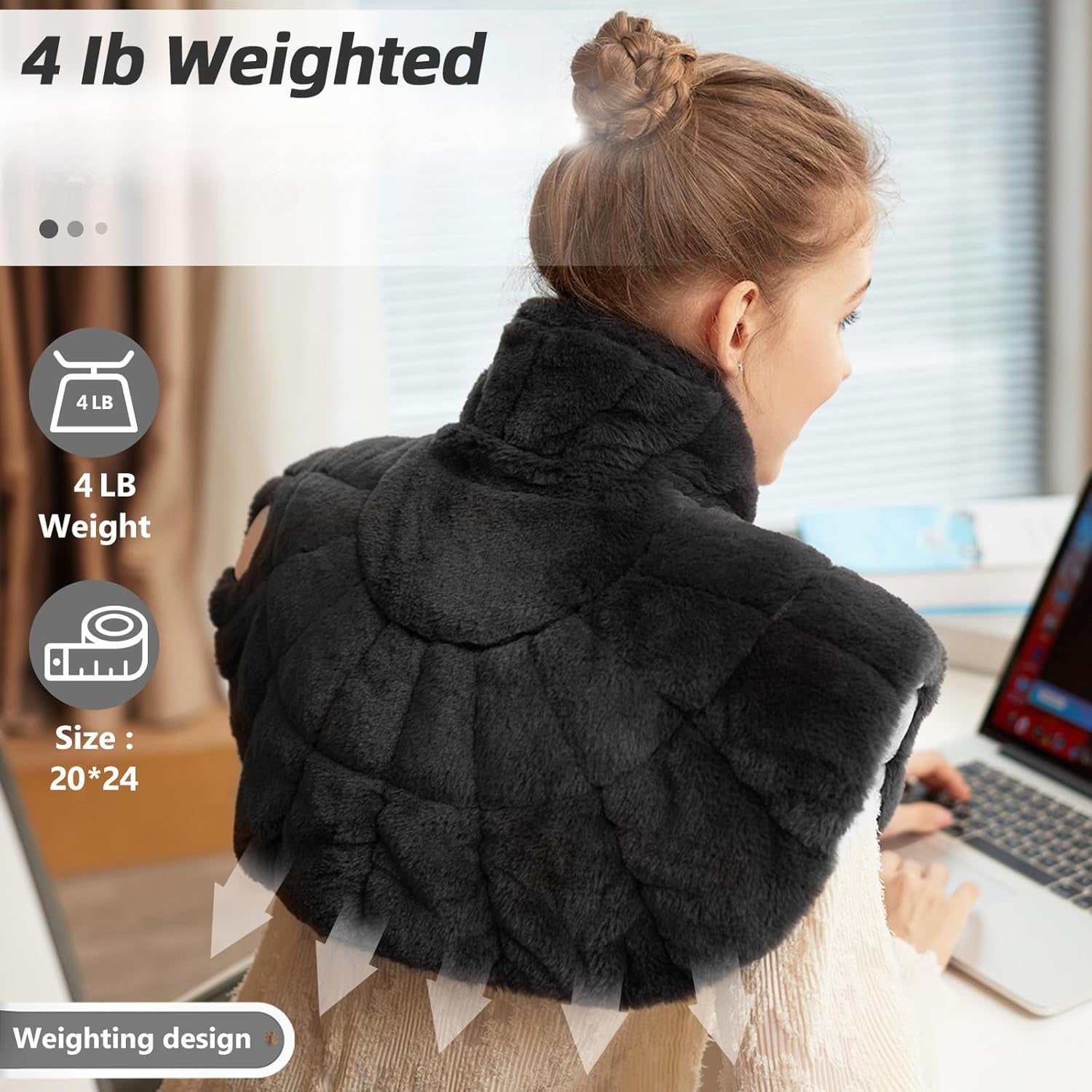 UTK Large Heated Neck Shoulder Wrap With Weighted Design And Auto Shut Off, 24"x 20" Electric Heating Pad Relaxation, Mother'S Day Gift