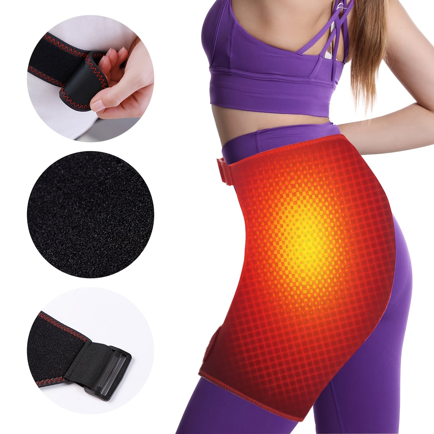 1pc Electric Heating Hip & Thigh Pad - USB-Powered Heating Pad with Adjustable 3-Temperature Settings, Quick-Warmth for Gym, Yoga, Running - No Battery Needed, Plug-and-Play for Men's Workout & Cold Weather Use - Ideal Gift for Athletes, Ergonomic Design,