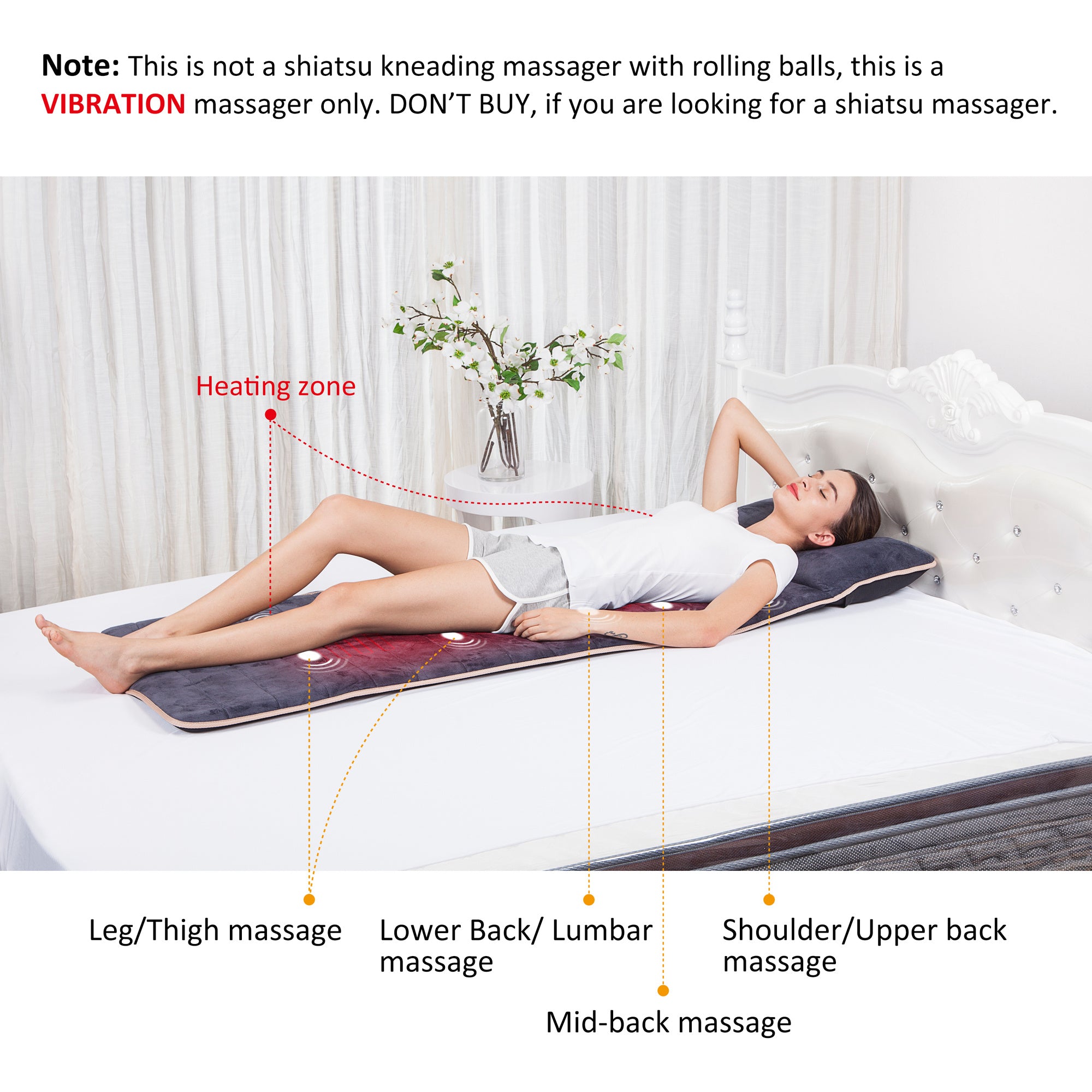 Snailax Memory Foam Full Body Massage Mat with Heat, Massage pad with 10 Vibration Motors and 4 Heating pad, Vibration pad for Back, Perfect Birthday Gift For Men And Women
