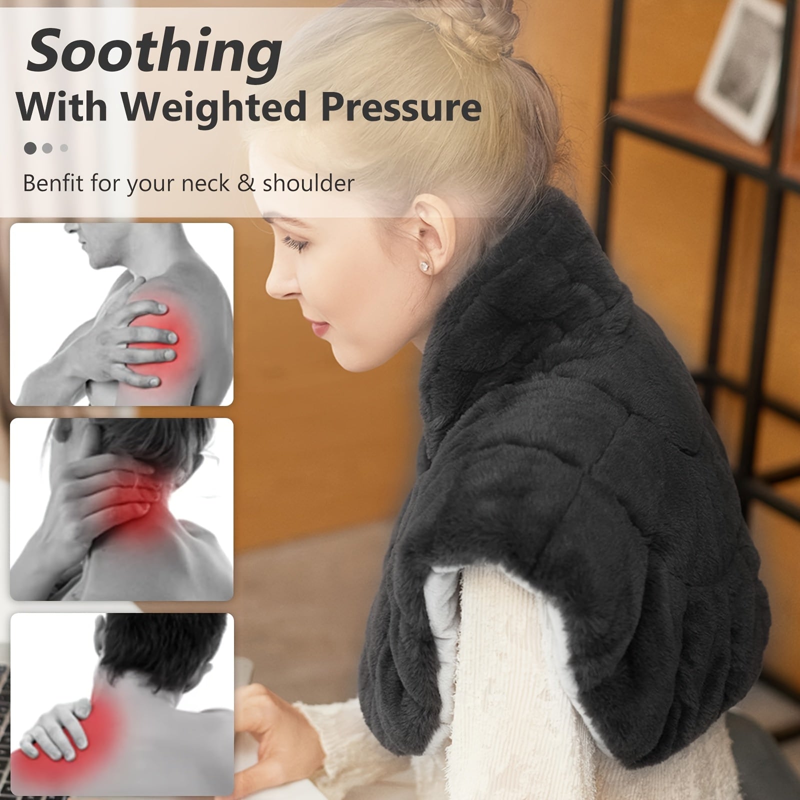 Heating Pad With 3 Times The Depth Of Warmth Shawl, Electric Heater, Weighted Instant Heating Pad Suitable For Neck And Shoulders, Heating Wrapping With 6 Heating Options And 4 Automatic Shut-off Timers, As A Christmas Gift For Mothers Blanket Shawl