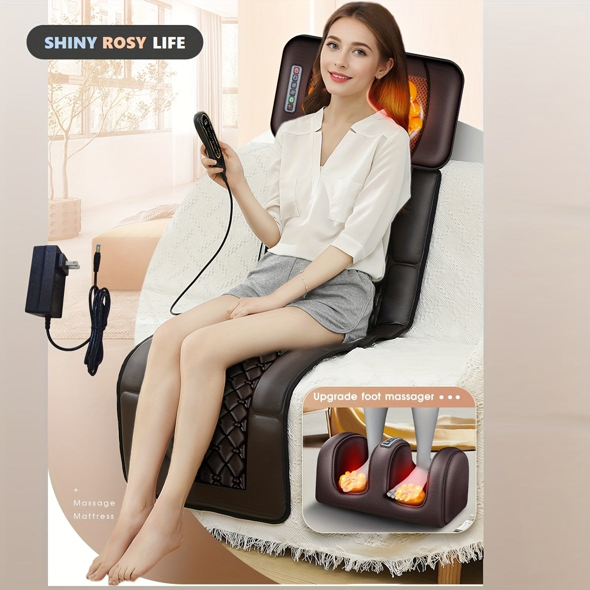 Full Body Massage Pad, Shoulder, Neck, Waist, Back, Legs Full Coverage Massage, Using Fabric, Removable Neck Massage Pillow, The Best Gift for Your Family, Foldable Storage, Large Heating Pad