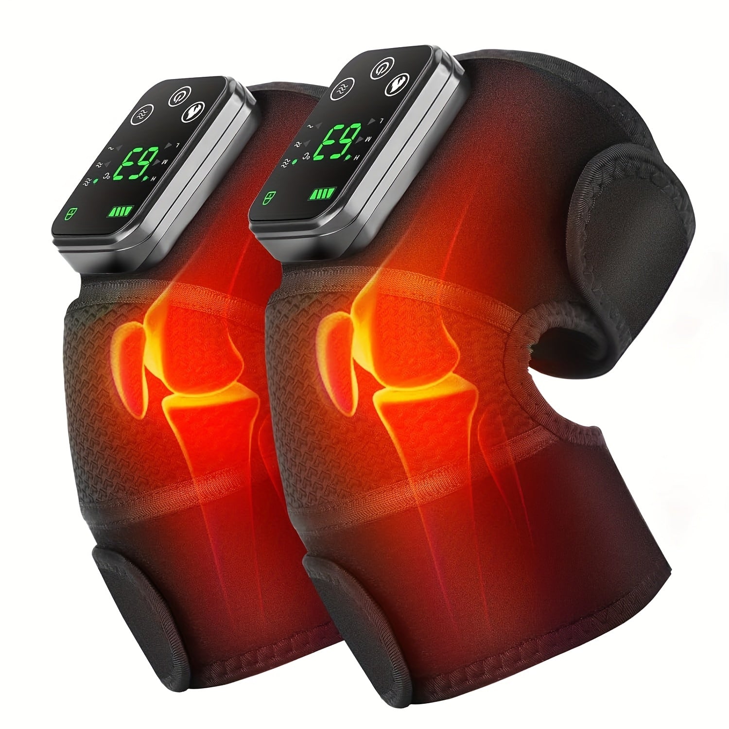 [3-in-1 Knee Massager] 3-in-1 Cordless Knee Massager with Heat and Vibration | Kneepad Vibrator Shoulder Knee Elbow Heating Pad Massage, Knee Brace with Massager