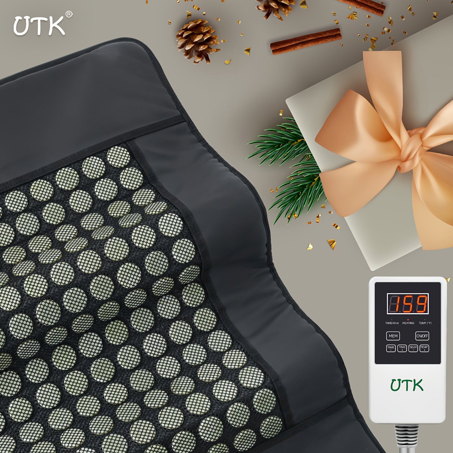 UTK Heating Pad for Back with Auto Shut-Off & Memory Function, 23.5"x16" Large Heating Pad with Adjustable Temperature (104°F-140°F), Overheat Protection & Portable Travel Bag - PU Heating Pad for Lower Back, Neck, Shoulders - Ideal Gift for Men & Women,