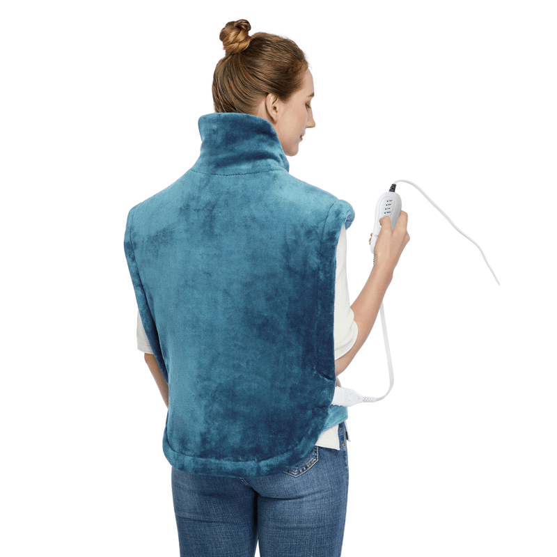 Large Weighted Heating Pad for Neck and Shoulders - Fast Heating, 4 Temperature Settings, Auto Shut Off, Full Body Back Pain Relief, Electric Heating Pad, Grey, 33"x22