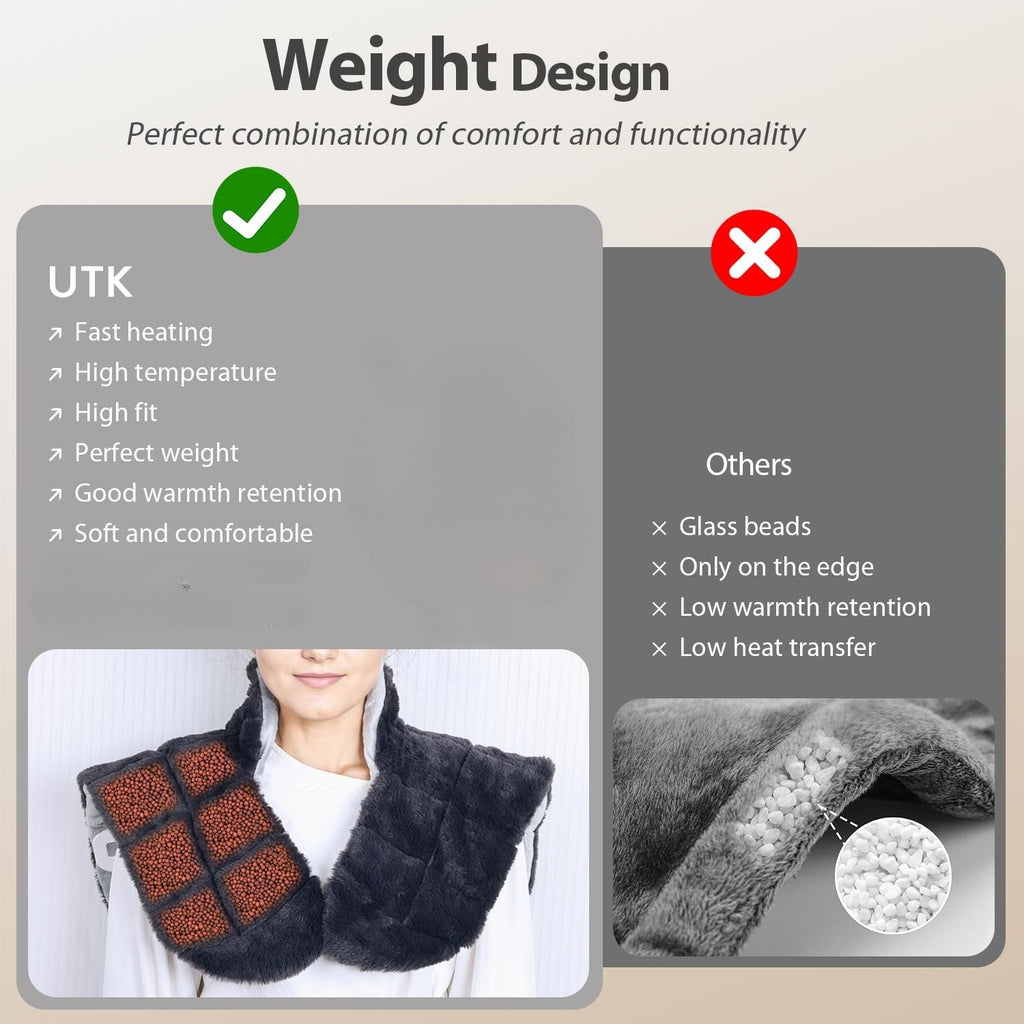 UTK Large Heated Neck Shoulder Wrap With Weighted Design And Auto Shut Off, 24"x 20" Electric Heating Pad Relaxation, Mother'S Day Gift