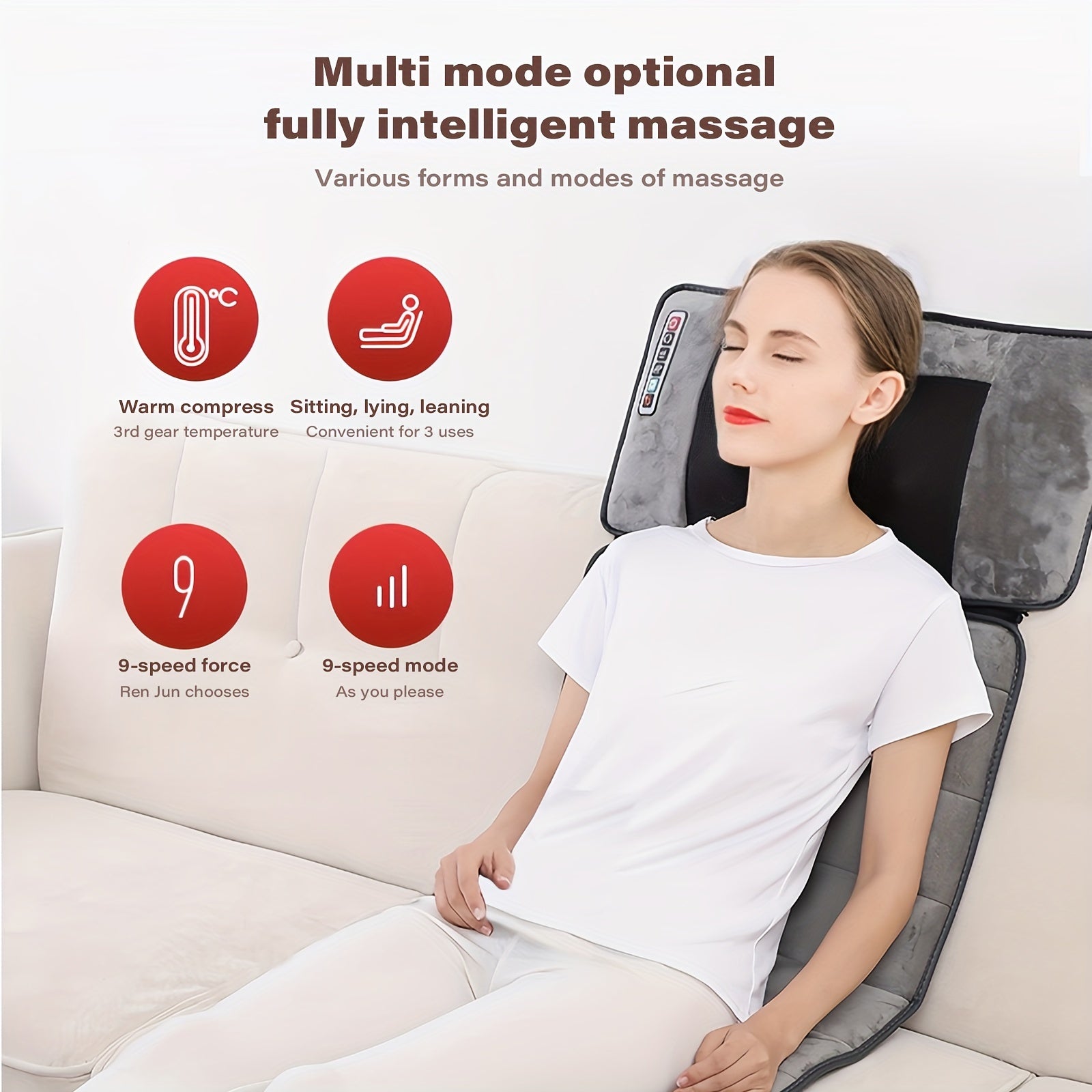 MASSTECK Full Body Massager Mat with Heat & Movable Shiatsu Neck Back Massager Pillow, Lumbar Traction & Relax, 9 Vibration Motors & Back Heating Pad, Full Body Massager for Neck Back Waist Hip Leg, Massage Gift for Mom/Dad/Women/Men