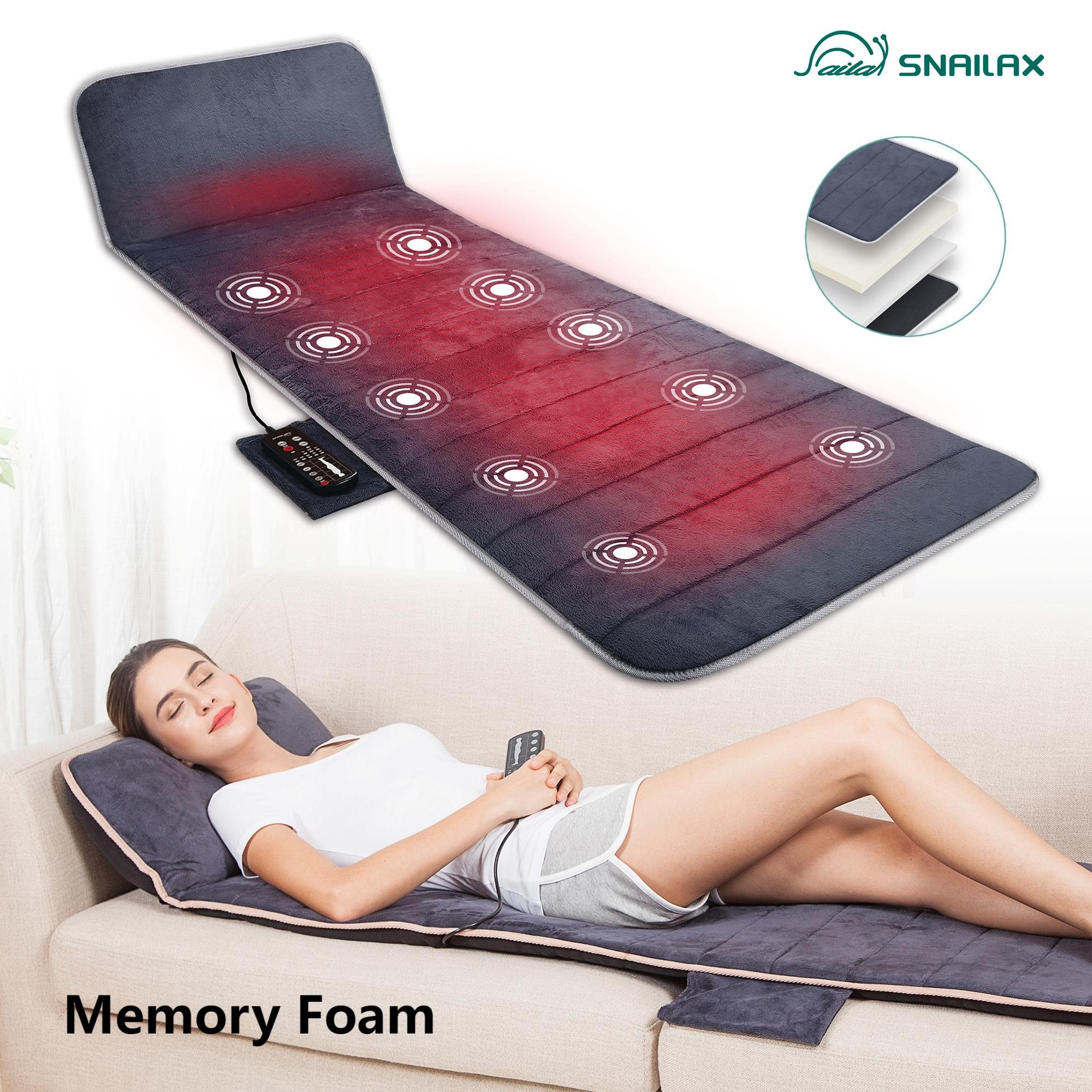 Snailax Memory Foam Full Body Massage Mat with Heat, Massage pad with 10 Vibration Motors and 4 Heating pad, Vibration pad for Back, Perfect Birthday Gift For Men And Women