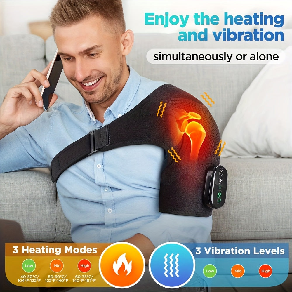 Heated Shoulder Wrap, Shoulder Heating Pads Massager, Electric Cordless Vibration Massage, Heated Shoulder Braces, 3 Heating Setting