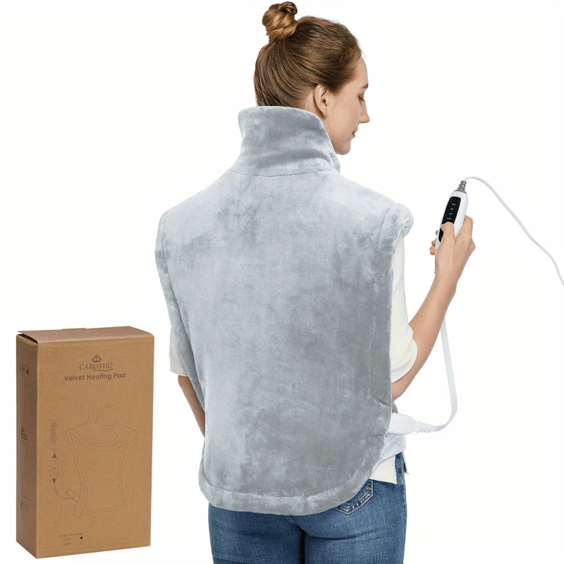 Large Weighted Heating Pad for Neck and Shoulders - Fast Heating, 4 Temperature Settings, Auto Shut Off, Full Body Back Pain Relief, Electric Heating Pad, Grey, 33"x22