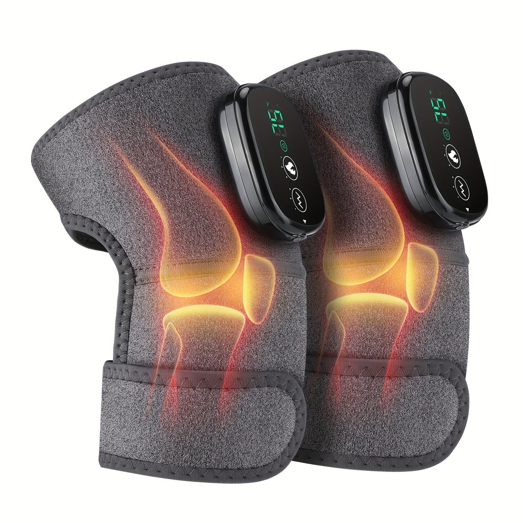 [3-in-1 Knee Massager] 3-in-1 Cordless Knee Massager with Heat and Vibration | Kneepad Vibrator Shoulder Knee Elbow Heating Pad Massage, Knee Brace with Massager