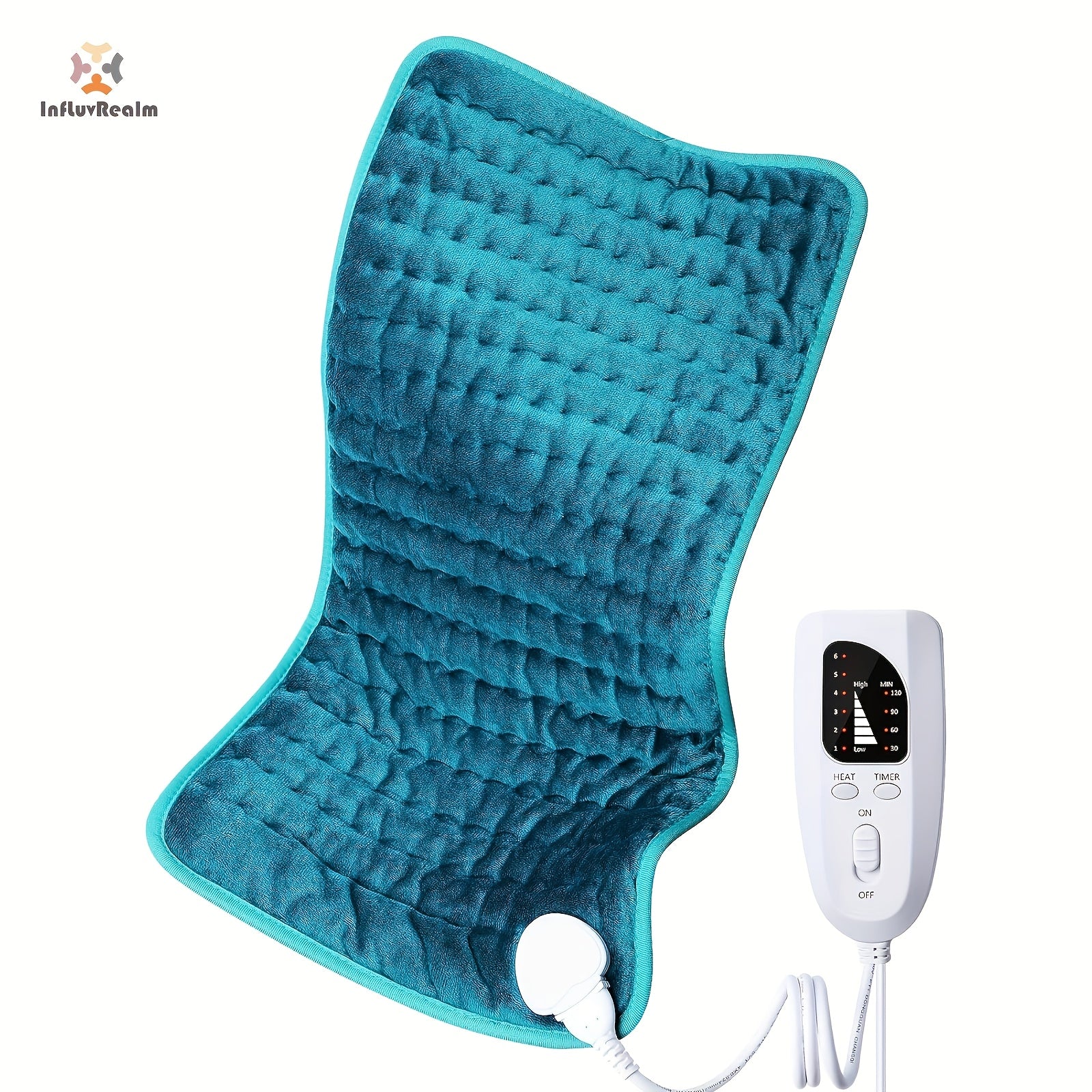 InfLuvRealm Electric Heating Pad for Back, Neck, Shoulder, Knee & Leg - 6 Heat Levels up to 150°F, 2-Hour Auto-Off, 12x24 Inch Soft Flannel Machine Washable - Gift for Men, Mom, Dad, Portable Heat | Premium Look Pad | Durable Comfort