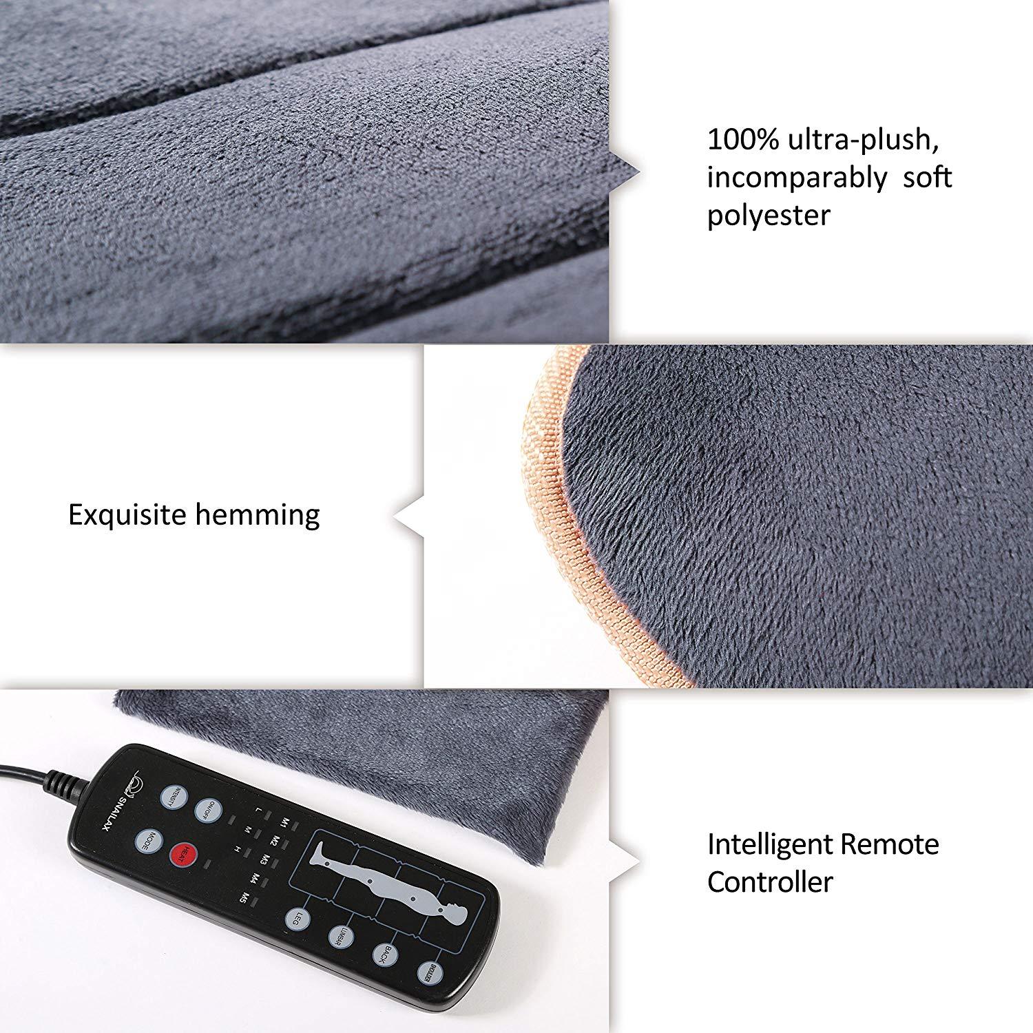 Snailax Memory Foam Full Body Massage Mat with Heat, Massage pad with 10 Vibration Motors and 4 Heating pad, Vibration pad for Back, Perfect Birthday Gift For Men And Women