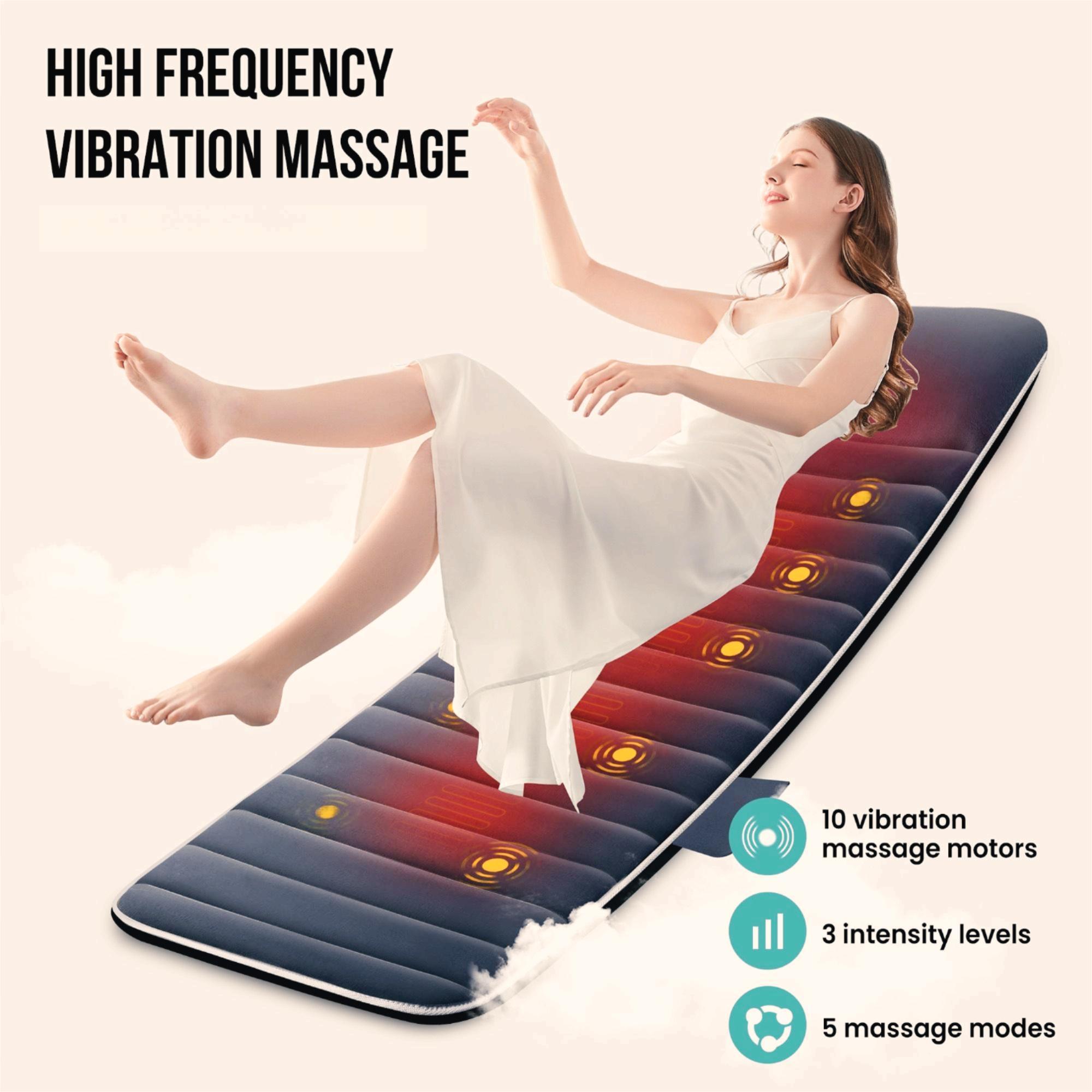 Snailax Memory Foam Full Body Massage Mat with Heat, Massage pad with 10 Vibration Motors and 4 Heating pad, Vibration pad for Back, Perfect Birthday Gift For Men And Women