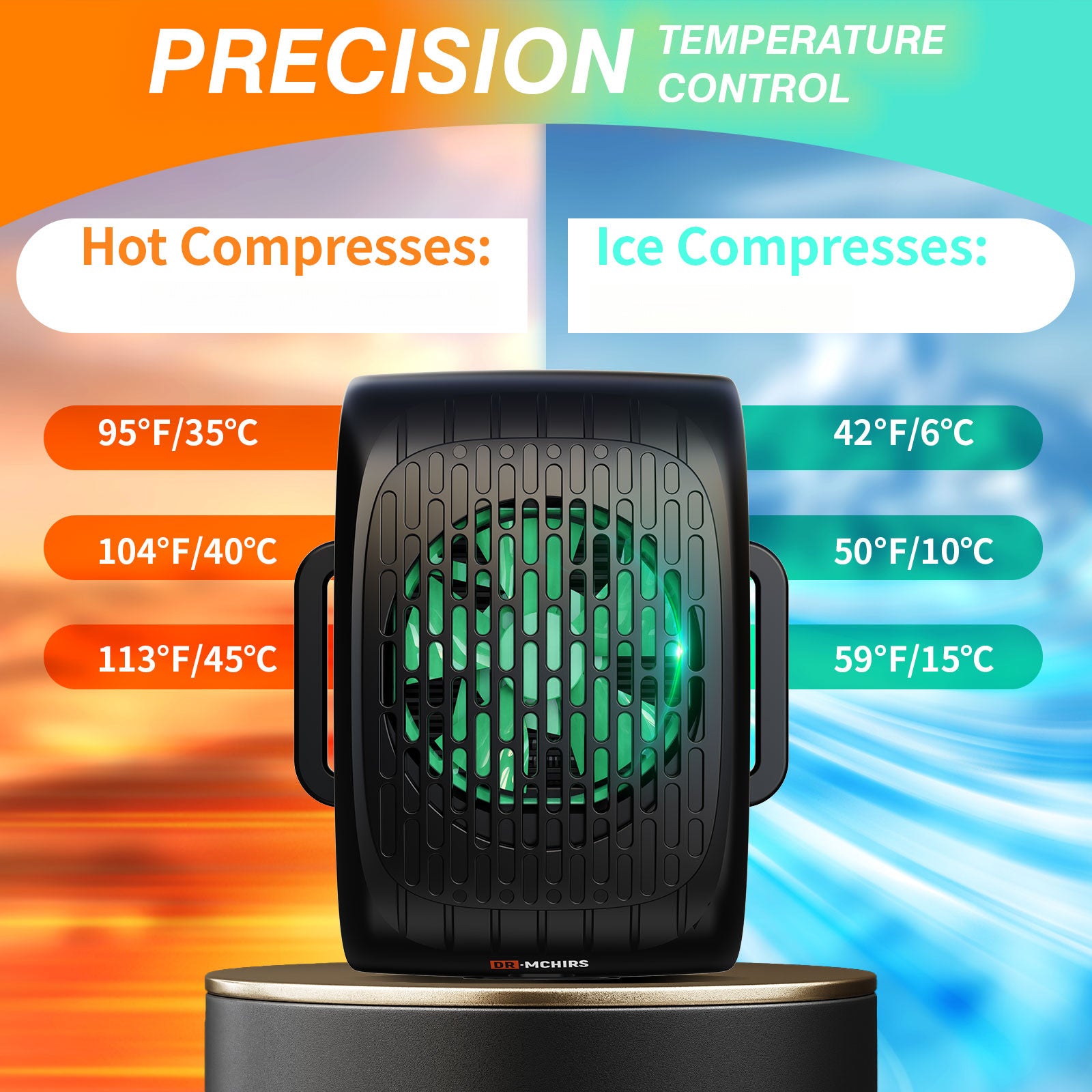 This Portable Device Provides Hot And Cold Compresses, Reaching The Desired Temperature in Just 3 Seconds, with a Battery Life of 120 Minutes. It Comes with Straps for Hands-Free Use.