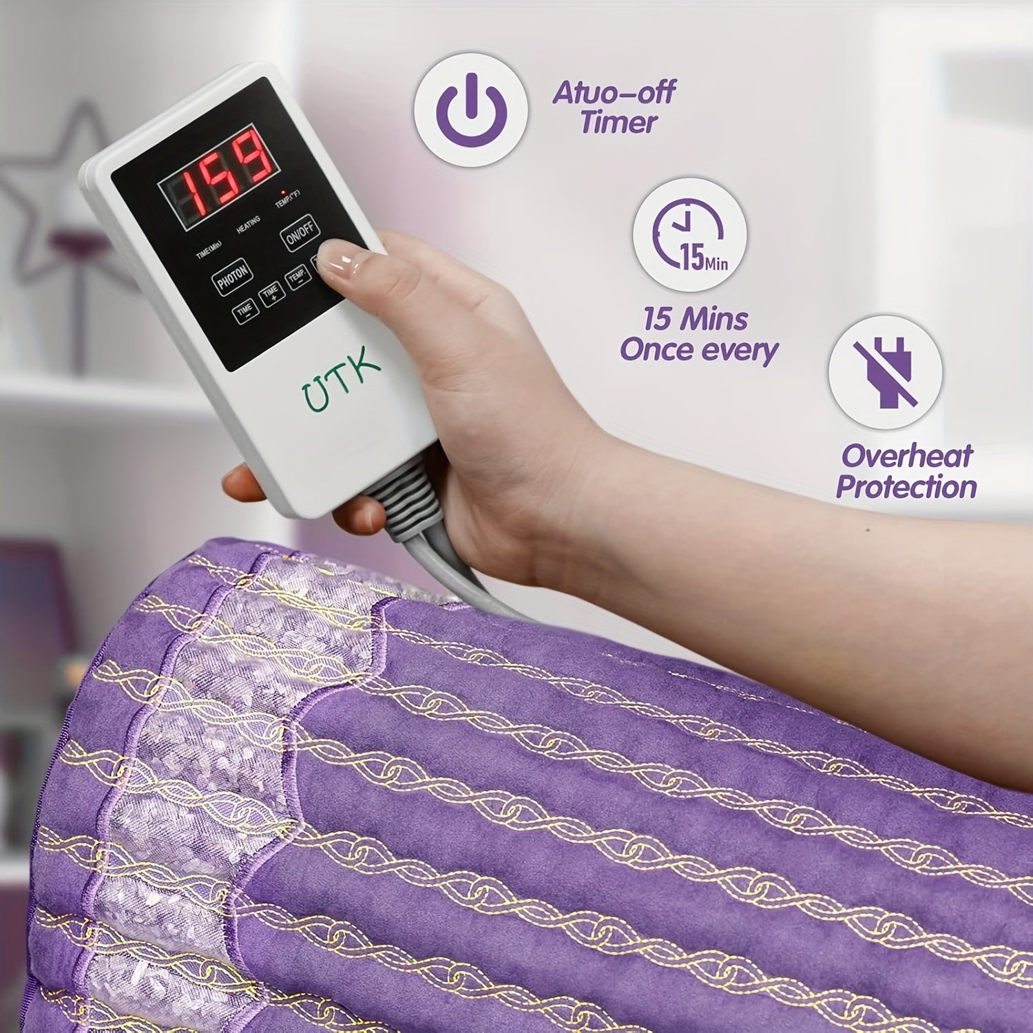 UTK Heating Pad, Heating Pad For Back, Infrared Heating Mat, Memory Function, Auto-Off, Carry Bag Included, Spro : 24'' X 16'', Gift For Your Mom And Dad