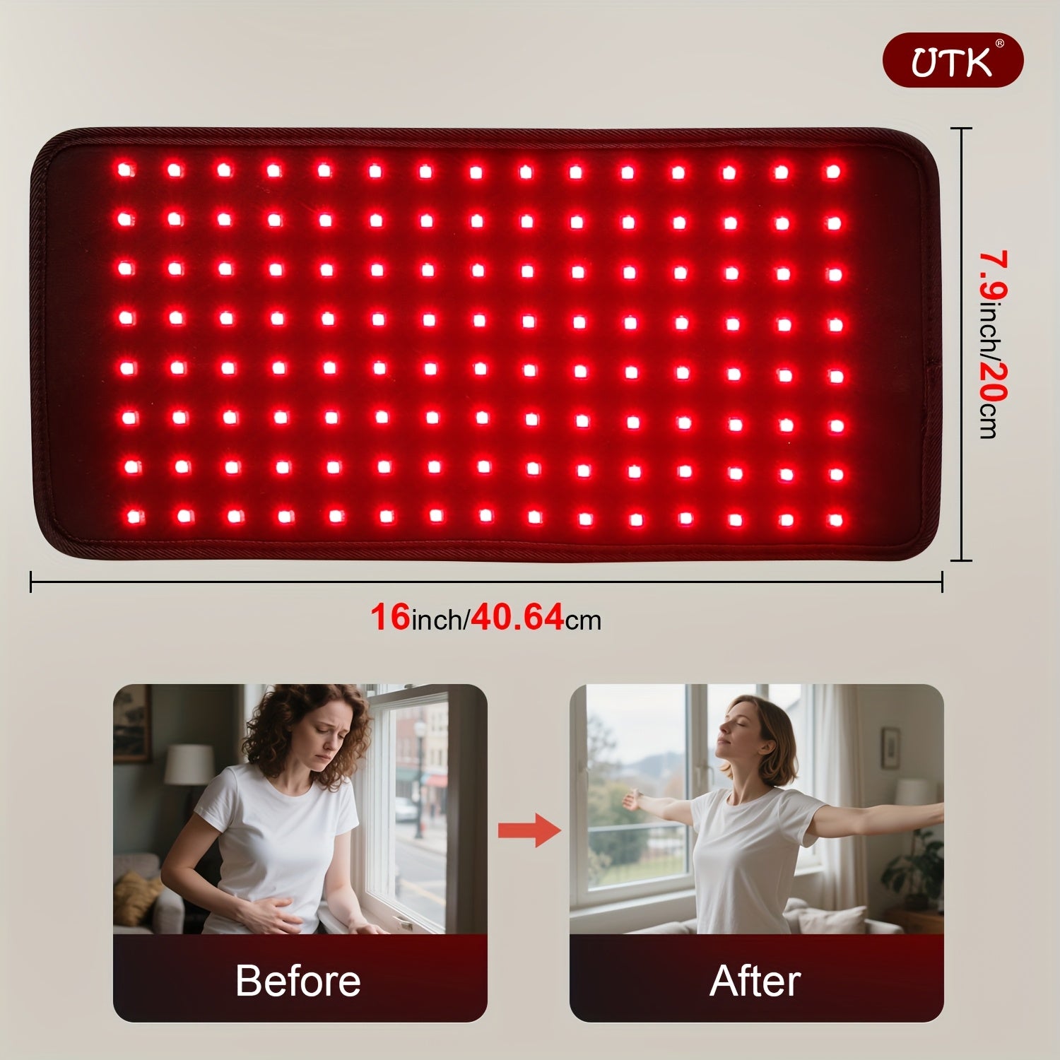 Portable Red Light Relax Pad with NIR Deep Penetration - 660nm & 850nm Wavelengths for Pain Relief in Back, Knees, Hands, Feet - USB-Powered Heating Pad for Home Use, Men & Women, Heat Pad for Back Pain, Adjustable Strap Design, Comfortable Fit, Joint