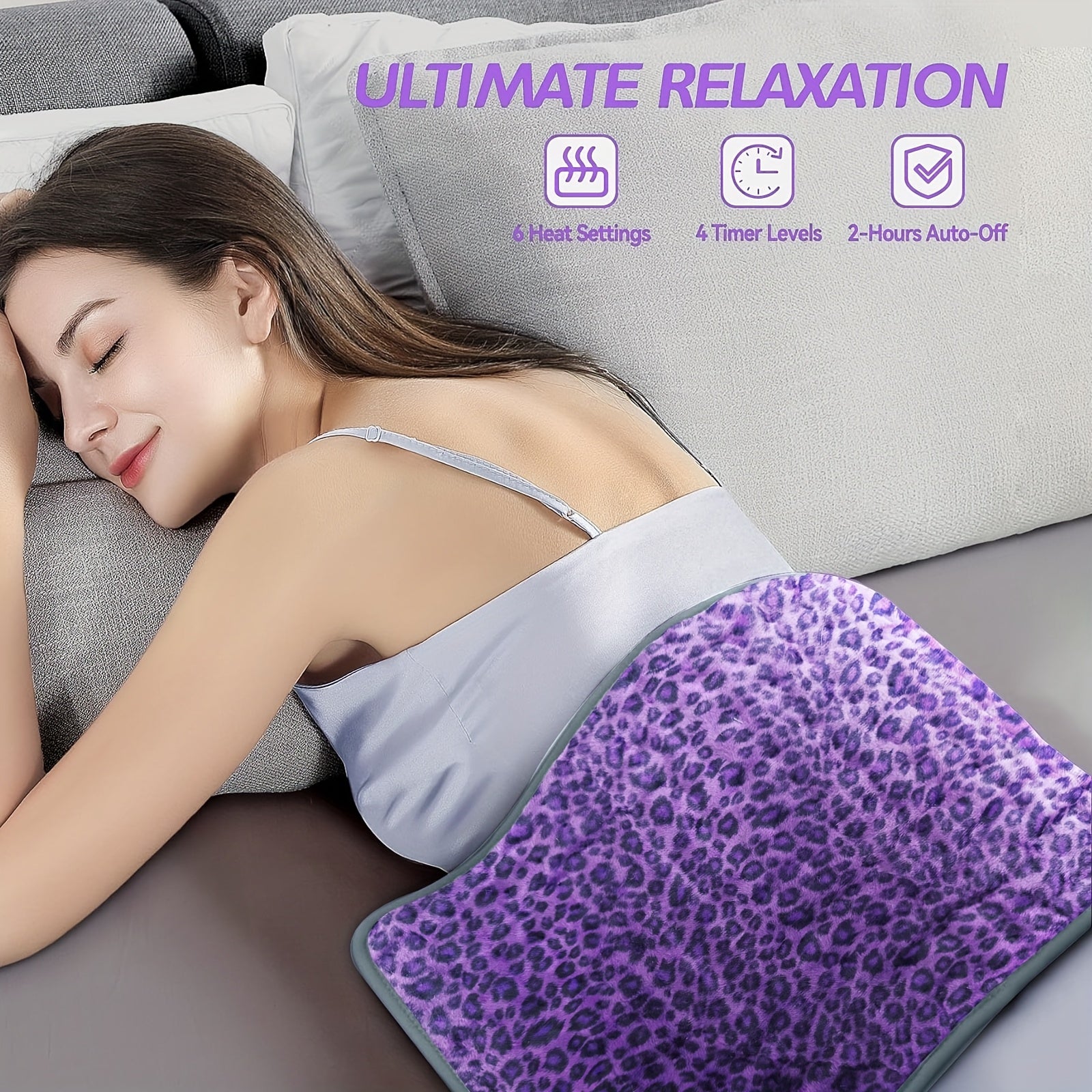 XL Double-Sided Heating Pad With Remote Control - Electric Back, Neck & Shoulder Blanket, Adjustable Heat Settings, Auto Shut-Off, Soft Purple Polyester - Ideal Gift For Men, Women, Mom, Dad, Adjustable Heating Pad | Quilted Texture | Soft Polyester