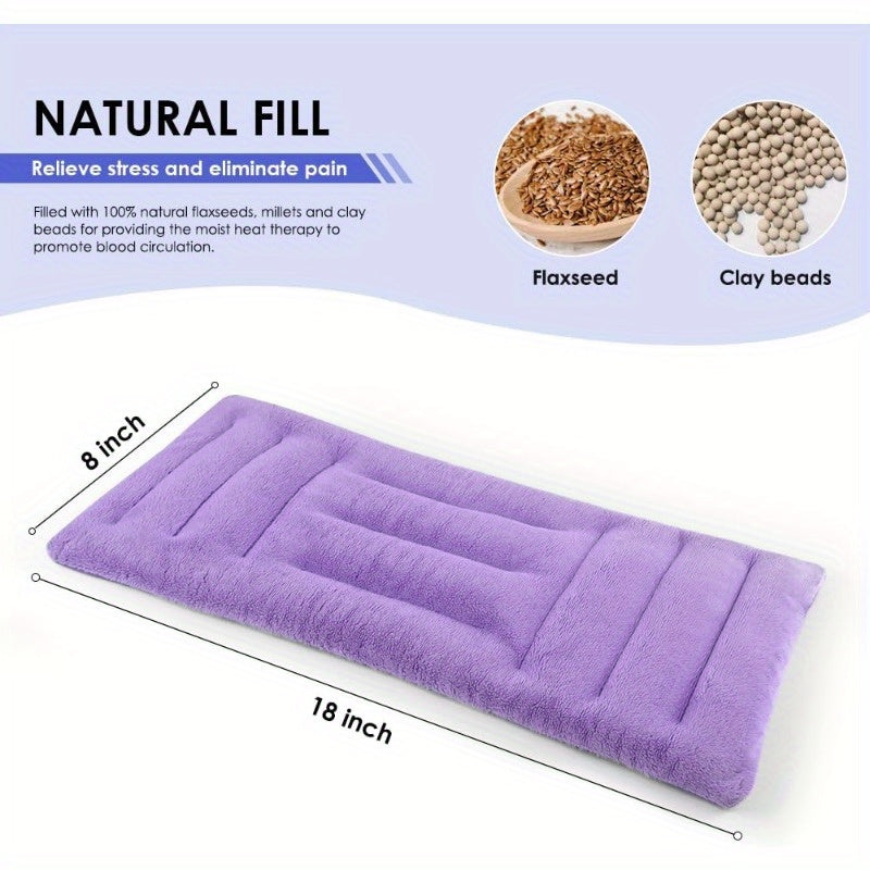 Microwave Heating Pad 8 x 18 Microwavable Moist Heat Pads for Neck Shoulder Back Knee Period Cramps Rice Heat Pack Hot Cold Compress Reusable Portable Purple, Hot Compress for Pain, Ergonomic Support, Compact Design, Microwavable Material, Durable Fabric,