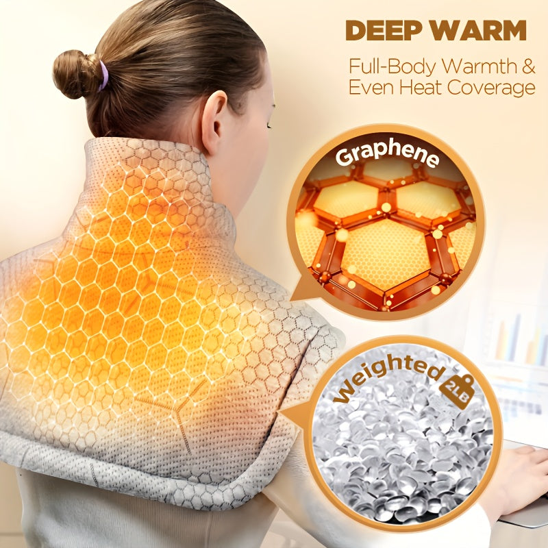 Graphene Blanket Shawl with 3 Times The Depth Of Warmth Shawl, Weighted Instant Heating Pad Suitable for Neck And Shoulders, Heating Wrapping with 6 Heating Options And 4 Automatic Shut-off Timers, As A Mother's Day Gift for Mothers Blanket Shawl