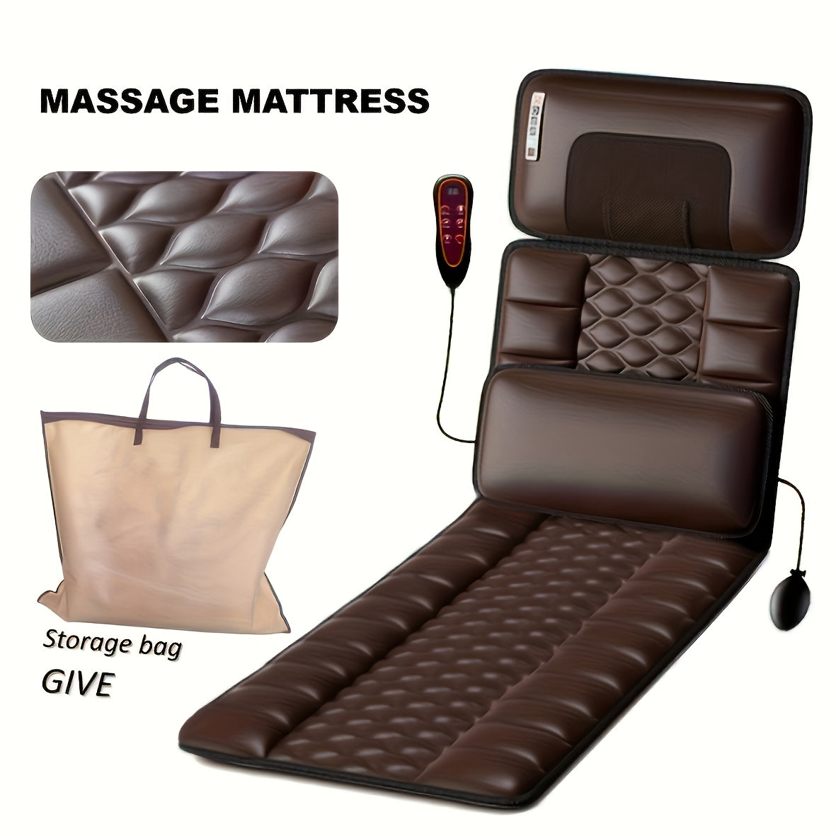 1 Set Of Large Brown Full Body Heating Massagers, 2 Styles Of PU Material, with Neck And Foot Devices And Massage Headrest, Lumbar Pillow, Timer, Comfortable And Wear-resistant, Non-slip Bottom, Easy to Store, Suitable for Home, Office Take A Nap, Massage