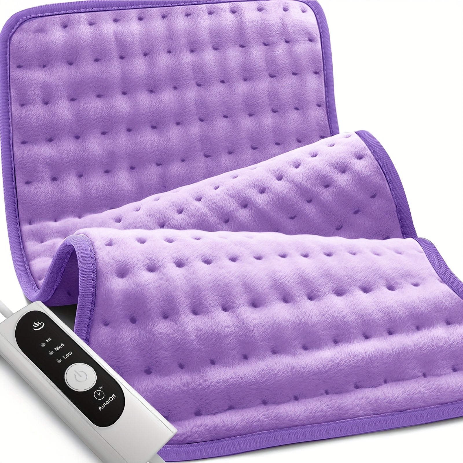 XL Double-Sided Heating Pad With Remote Control - Electric Back, Neck & Shoulder Blanket, Adjustable Heat Settings, Auto Shut-Off, Soft Purple Polyester - Ideal Gift For Men, Women, Mom, Dad, Adjustable Heating Pad | Quilted Texture | Soft Polyester