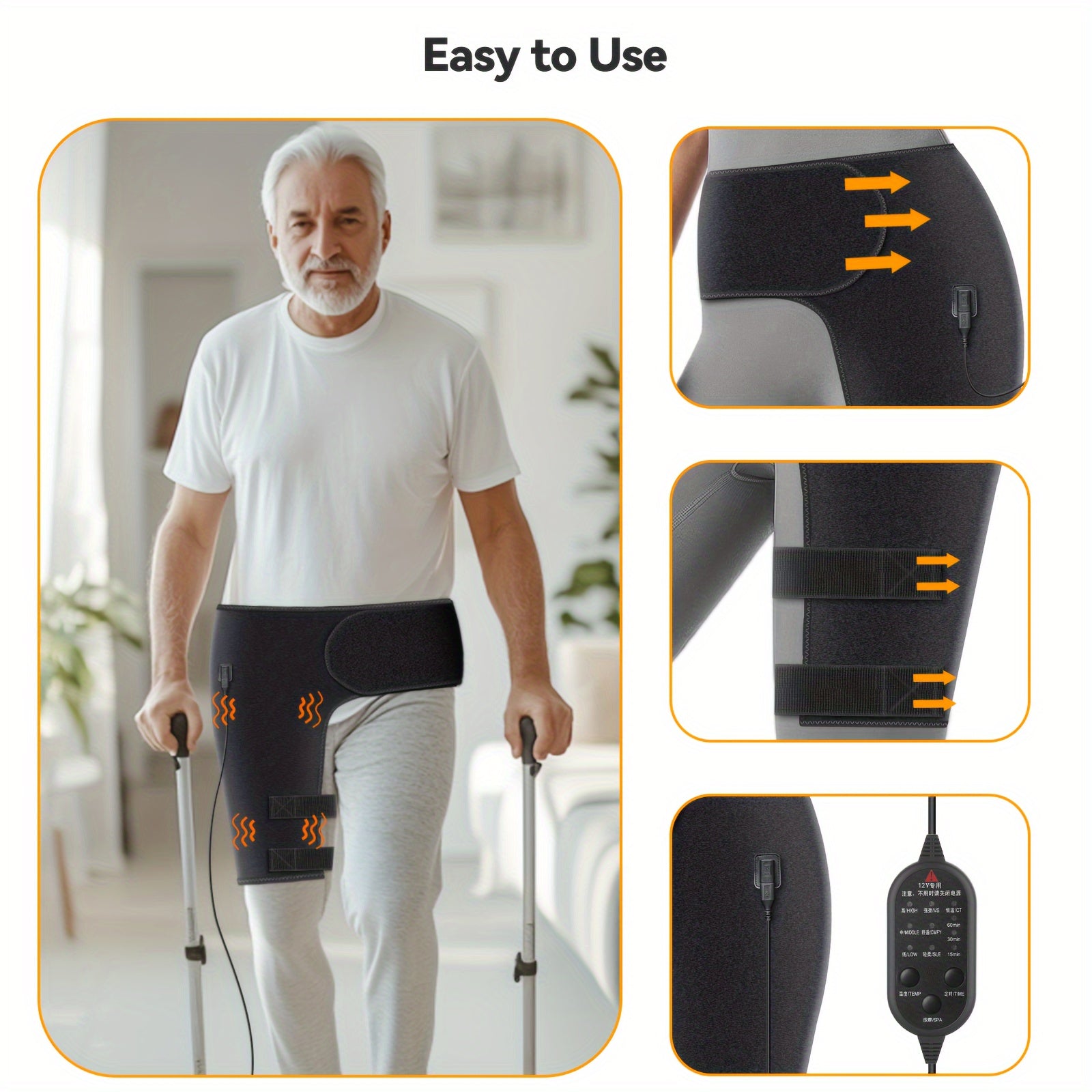 Yabuu Massage Heated Waist And Hip Support Brace Heating Pad for Waist And Hip for Waist/Lower Back/Thigh/Buttock, 3 Heat And Massage Setting Gift for Men Women Perfect Gift for Valentine's Day, Mother/Father's Day, Thanksgiving, And Christmas
