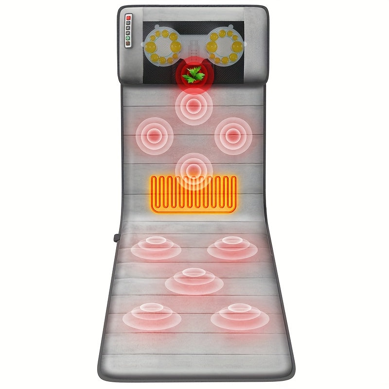 MASSTECK Full Body Massager Mat with Heat & Movable Shiatsu Neck Back Massager Pillow, Lumbar Traction & Relax, 9 Vibration Motors & Back Heating Pad, Full Body Massager for Neck Back Waist Hip Leg, Massage Gift for Mom/Dad/Women/Men