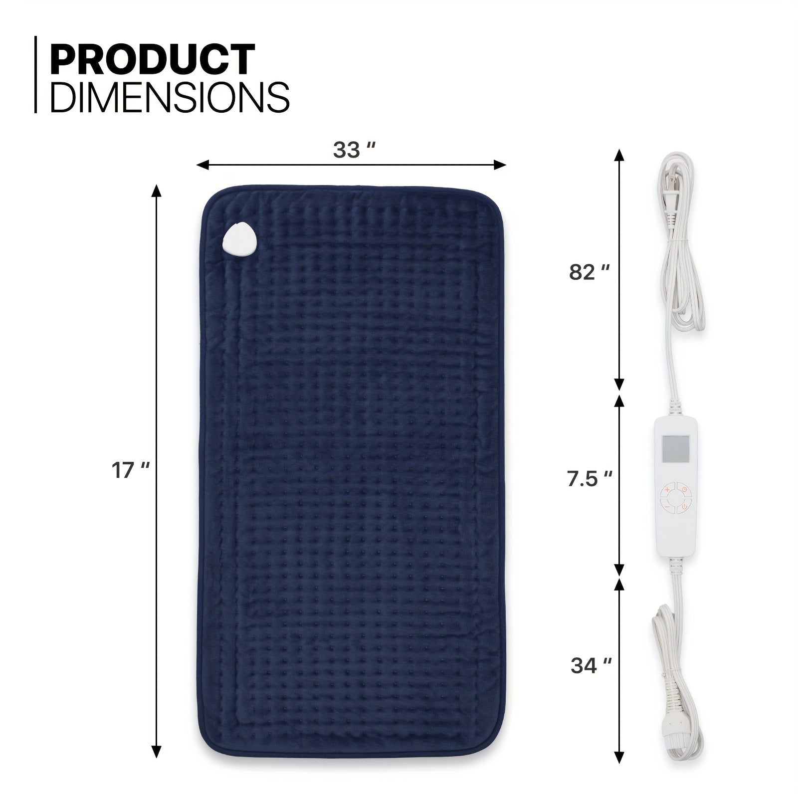 MONIBloom Electric Heating Pad Large 17" x 33" Heating Pad 6 Heat Settings and 30/60/90 Minutes Heating Pad Machine Washable Automatic Shut off