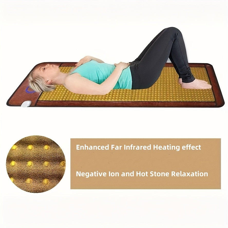 Acada Far Infrared Heating Pad, Large Size Electric Heating Pad, Relaxation Stone Heating Mat, Full Body Hot Stone Massage Mat, Auto Shut Off Function, Adjustable Timer & Temperature