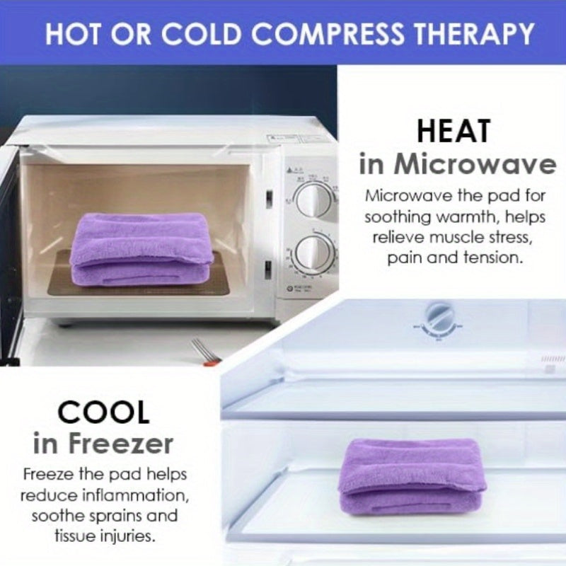 Microwave Heating Pad 8 x 18 Microwavable Moist Heat Pads for Neck Shoulder Back Knee Period Cramps Rice Heat Pack Hot Cold Compress Reusable Portable Purple, Hot Compress for Pain, Ergonomic Support, Compact Design, Microwavable Material, Durable Fabric,