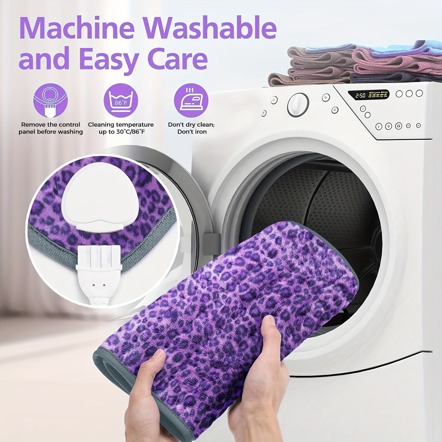 XL Double-Sided Heating Pad With Remote Control - Electric Back, Neck & Shoulder Blanket, Adjustable Heat Settings, Auto Shut-Off, Soft Purple Polyester - Ideal Gift For Men, Women, Mom, Dad, Adjustable Heating Pad | Quilted Texture | Soft Polyester