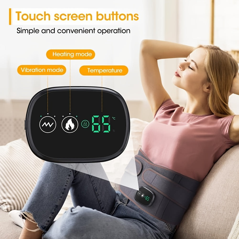 3-Temperature Heating Pad With Vibration Massage - Rechargeable Heating Belt For Lower Back, Portable Heat Wrap For Men & Women
