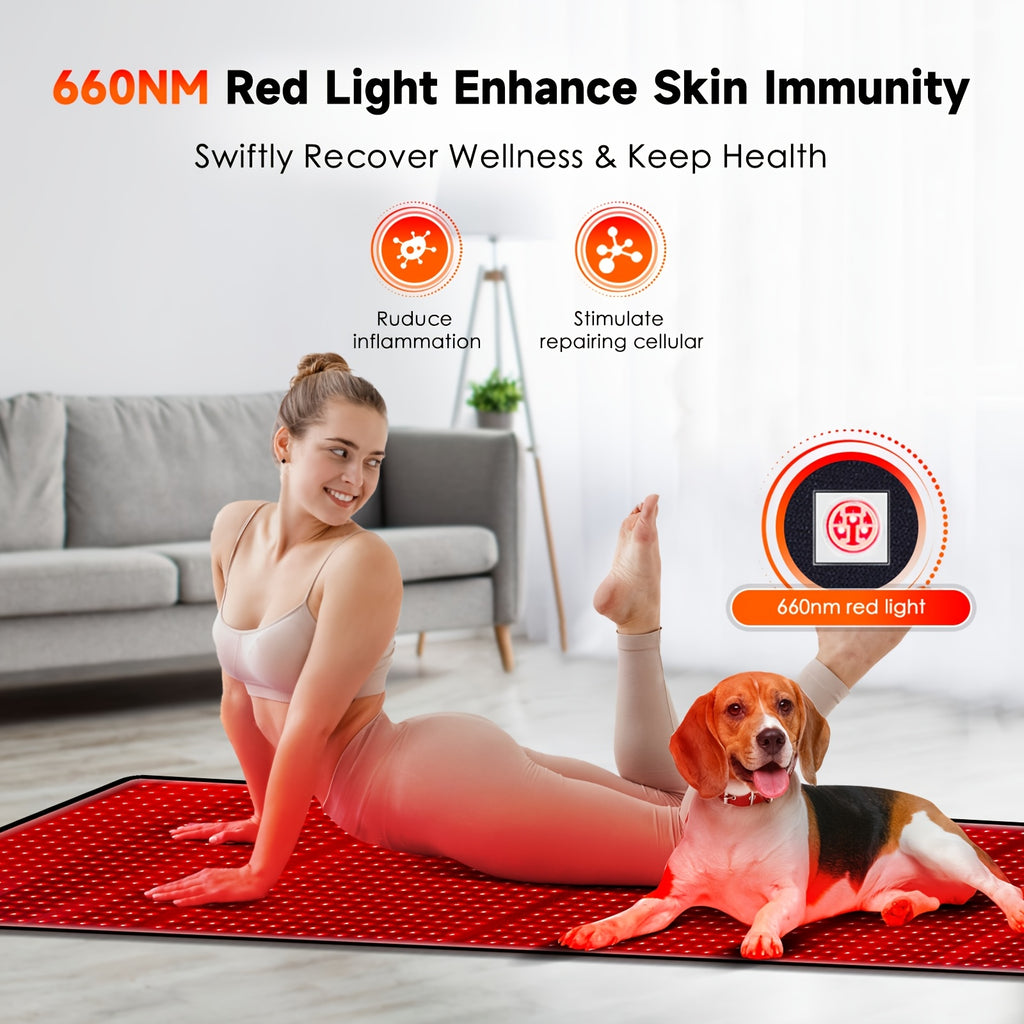 1440 LED Red Light Therapy Pad 66.93inch Infrared Heating Pad Dual Wavelength 660nm/850nm Full Body Pain Relief Mat For Muscle Recovery, Joint Care, Arthritis, Lower Back Pain, Home Use Physical Therapy Equipment