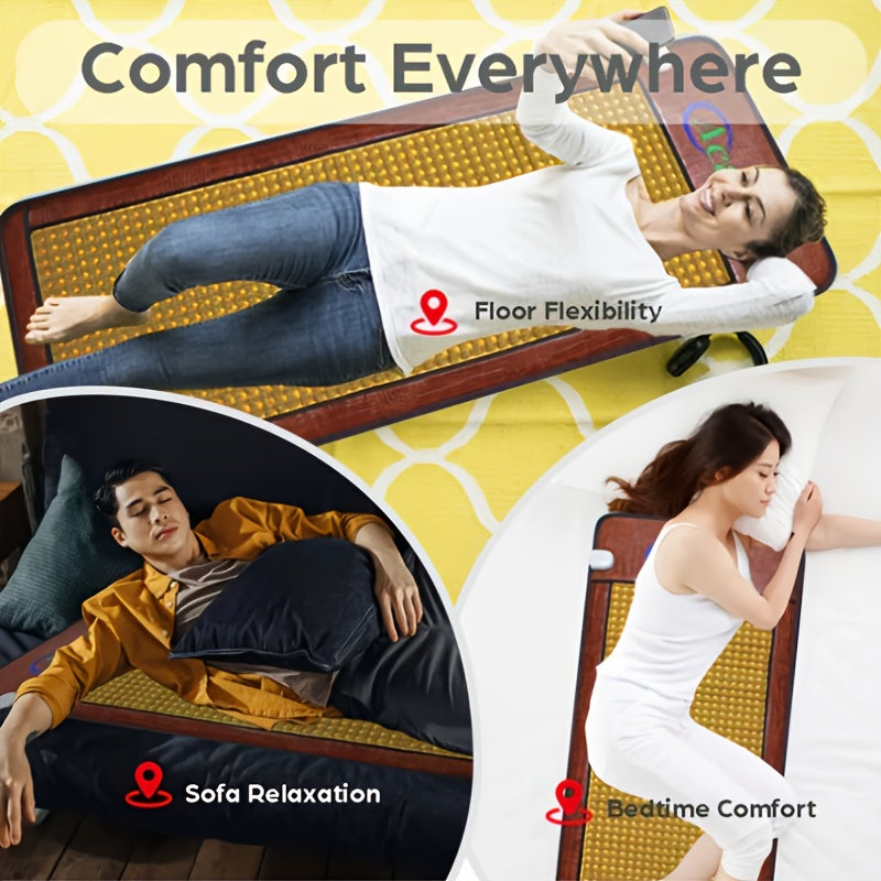 Acada Far Infrared Heating Pad, Large Size Electric Heating Pad, Relaxation Stone Heating Mat, Full Body Hot Stone Massage Mat, Auto Shut Off Function, Adjustable Timer & Temperature