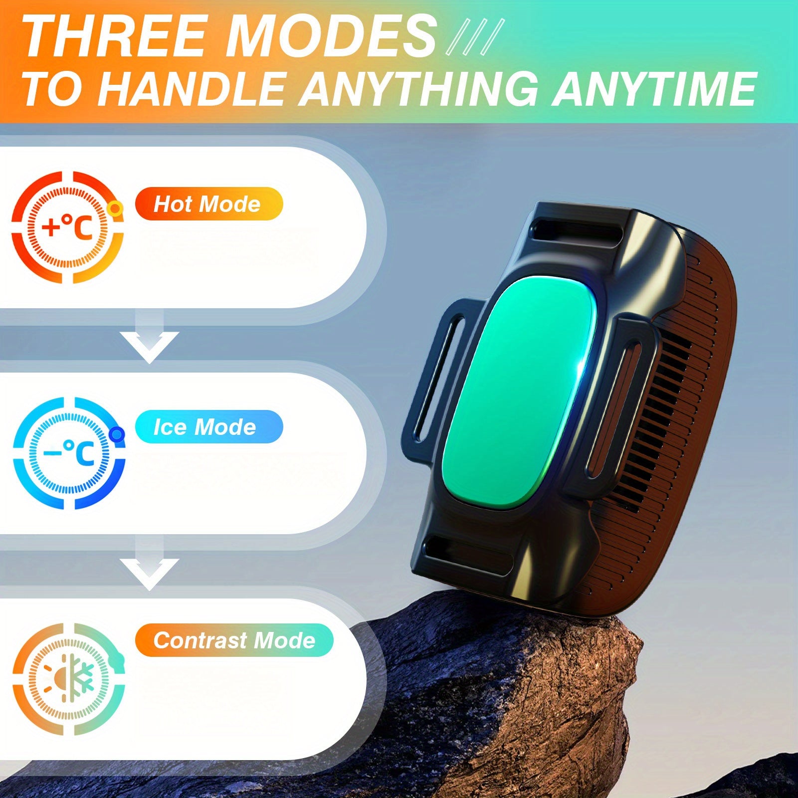 This Portable Device Provides Hot And Cold Compresses, Reaching The Desired Temperature in Just 3 Seconds, with a Battery Life of 120 Minutes. It Comes with Straps for Hands-Free Use.