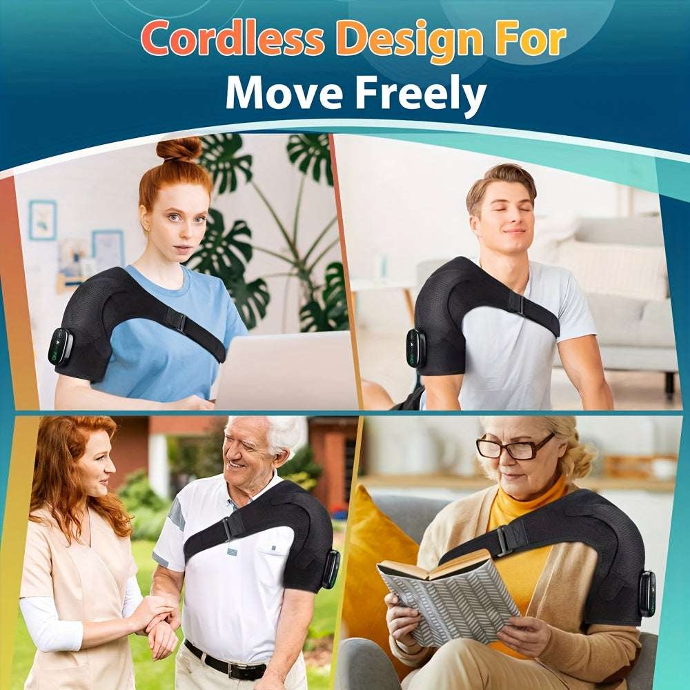 Heated Shoulder Wrap, Shoulder Heating Pads Massager, Electric Cordless Vibration Massage, Heated Shoulder Braces, 3 Heating Setting