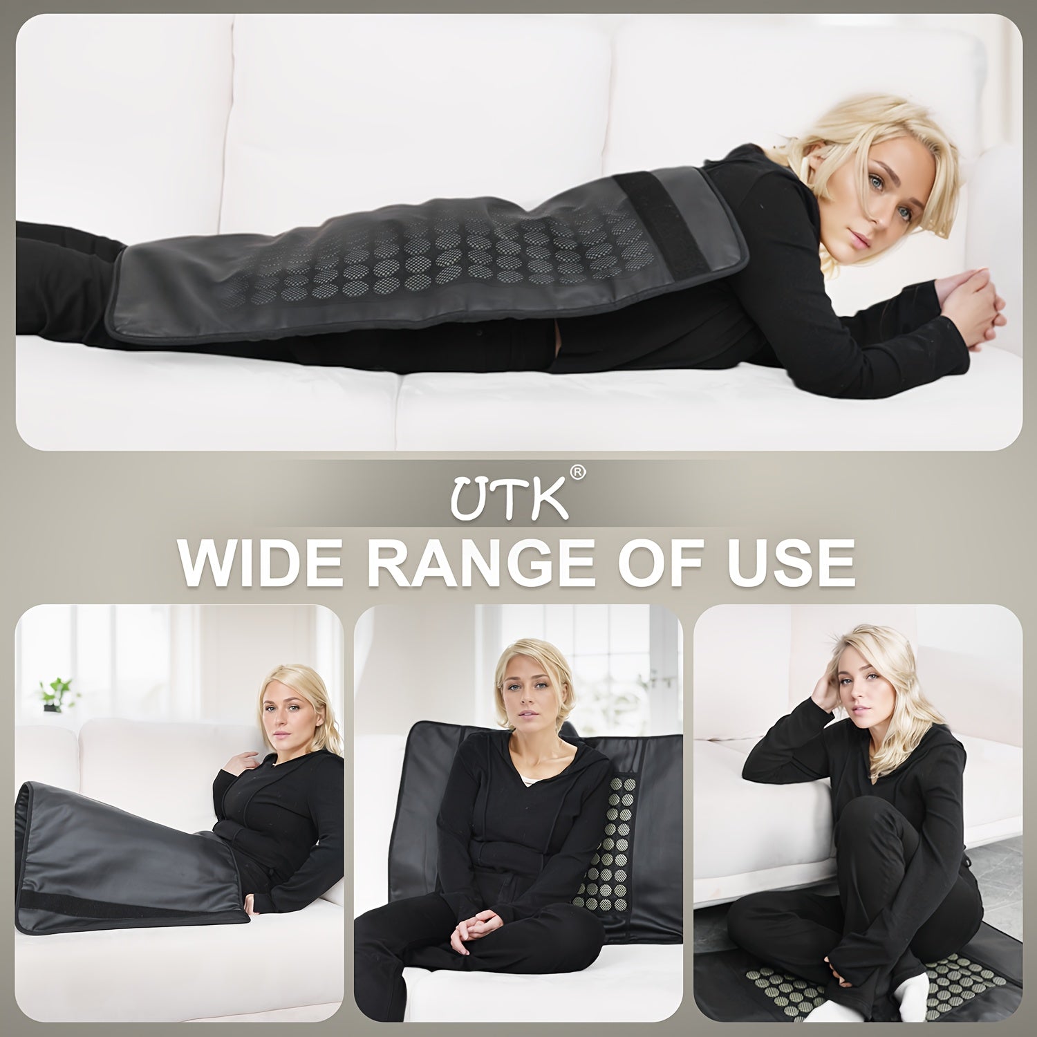 UTK Heating Pad for Back with Auto Shut-Off & Memory Function, 23.5"x16" Large Heating Pad with Adjustable Temperature (104°F-140°F), Overheat Protection & Portable Travel Bag - PU Heating Pad for Lower Back, Neck, Shoulders - Ideal Gift for Men & Women,