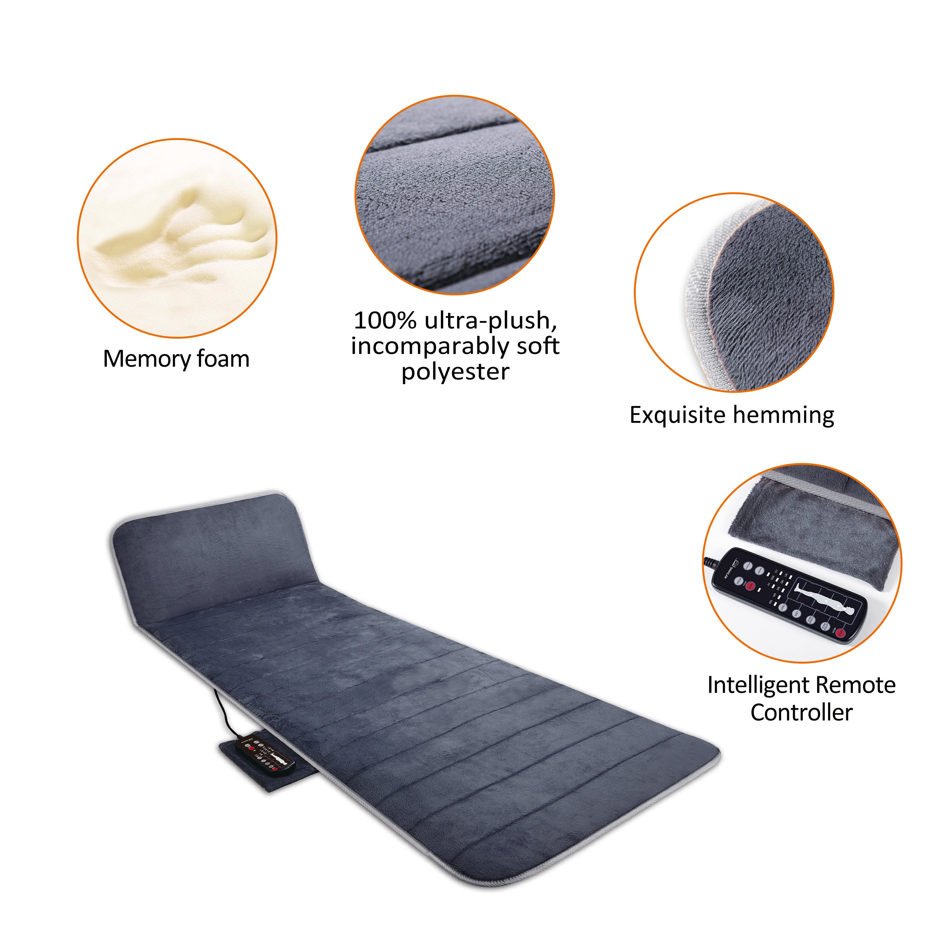Snailax Memory Foam Full Body Massage Mat with Heat, Massage pad with 10 Vibration Motors and 4 Heating pad, Vibration pad for Back, Perfect Birthday Gift For Men And Women